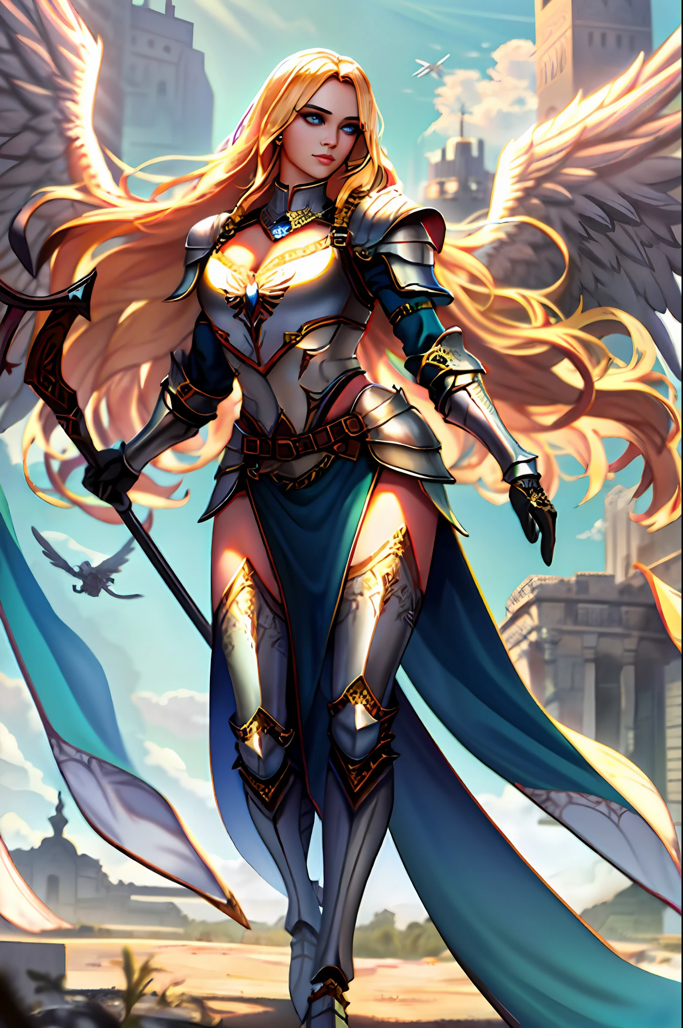 (masterpiece:1.1), (best quality:1.1), (detailed face and eyes:1.1), woman, blonde hair, blue eyes, valkyrie, valkyrie armor, angel wings, full body,
BREAK intricate detail, detailed hair, realistic, sharp focus, perfect face, perfect eyes