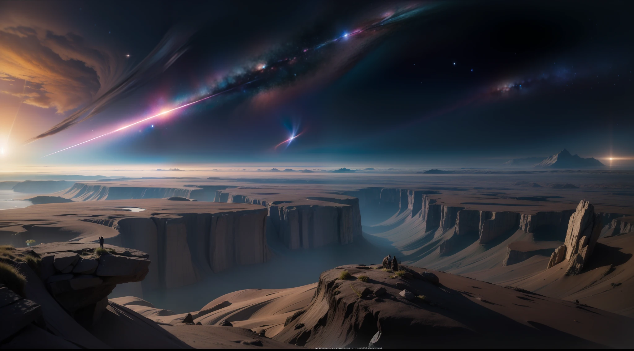 Imagine and create awe-inspiring images of the edge of the universe, where the boundaries of space and time converge into an enigmatic abyss. Depict the cosmic horizon where galaxies fade away into darkness, and the vast expanse of the observable universe gives way to the unknown. Use your AI-powered creativity to portray the ineffable nature of the universe's edge, where the mysteries of existence unfold in the most profound and captivating ways, Very realistic, Photography, One-person viewpoint, Super Detail, high detailing, High quality, 8K