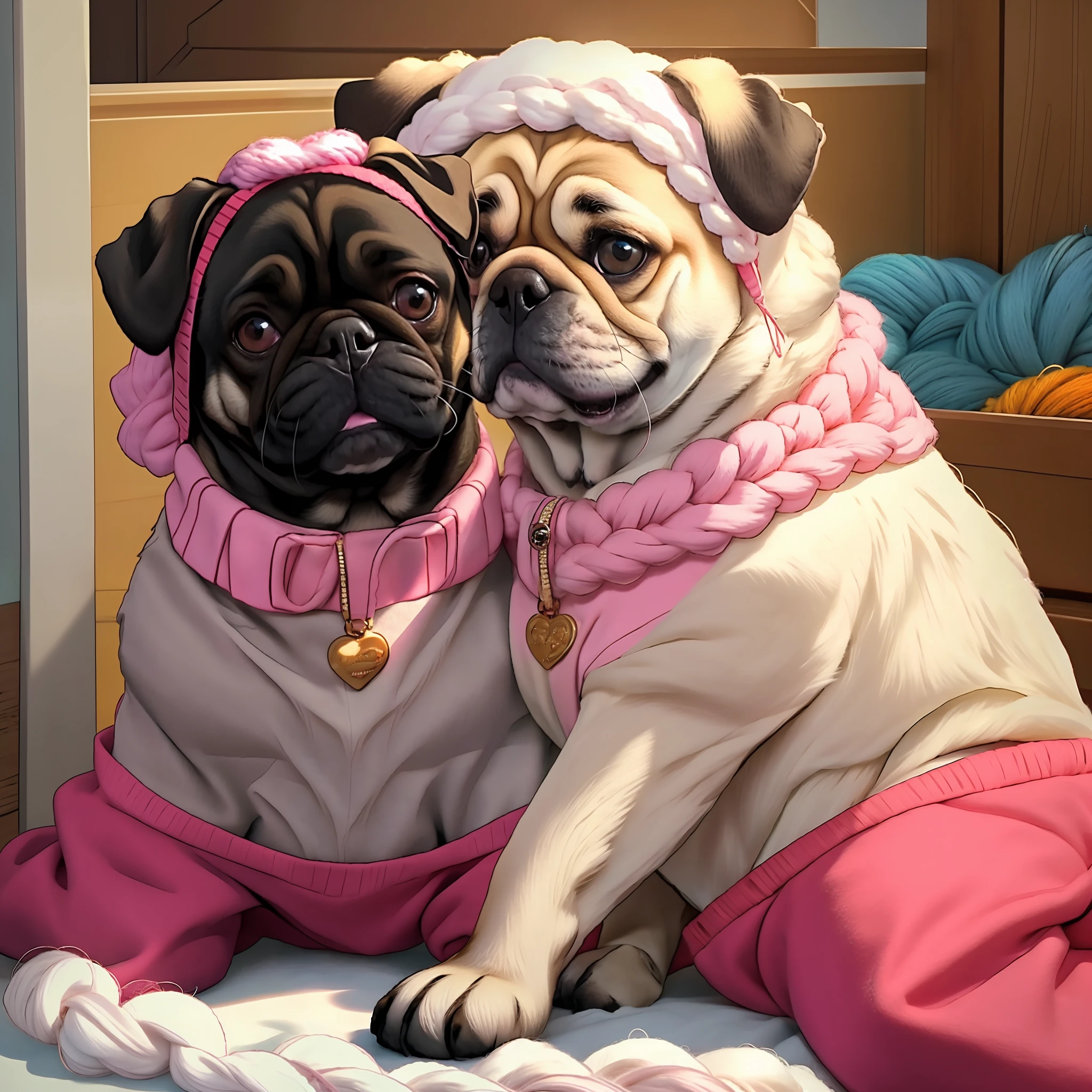 (wool:1.7), a cute pug breed dog with pink Barbie outfit, (detalhes intrincados), HDR, (detalhes intrincados, hiperdetalhados:1.2), Cinematic Still Shot, vinheta, Centrado