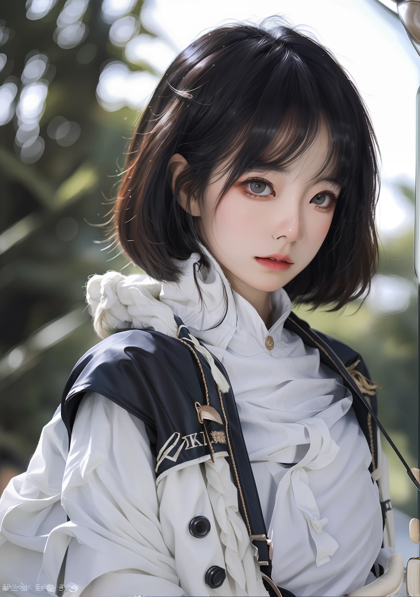 a close up of a woman wearing a jacket and skirt, dressed with long fluent clothes, ulzzang, 8k)), , trending on cgstation, sakimichan, korean women's fashion model,, high detailed), digital art of an elegant, modern fashion outfit , Highly detailed face , detailed eye , high quality, HD,8k,