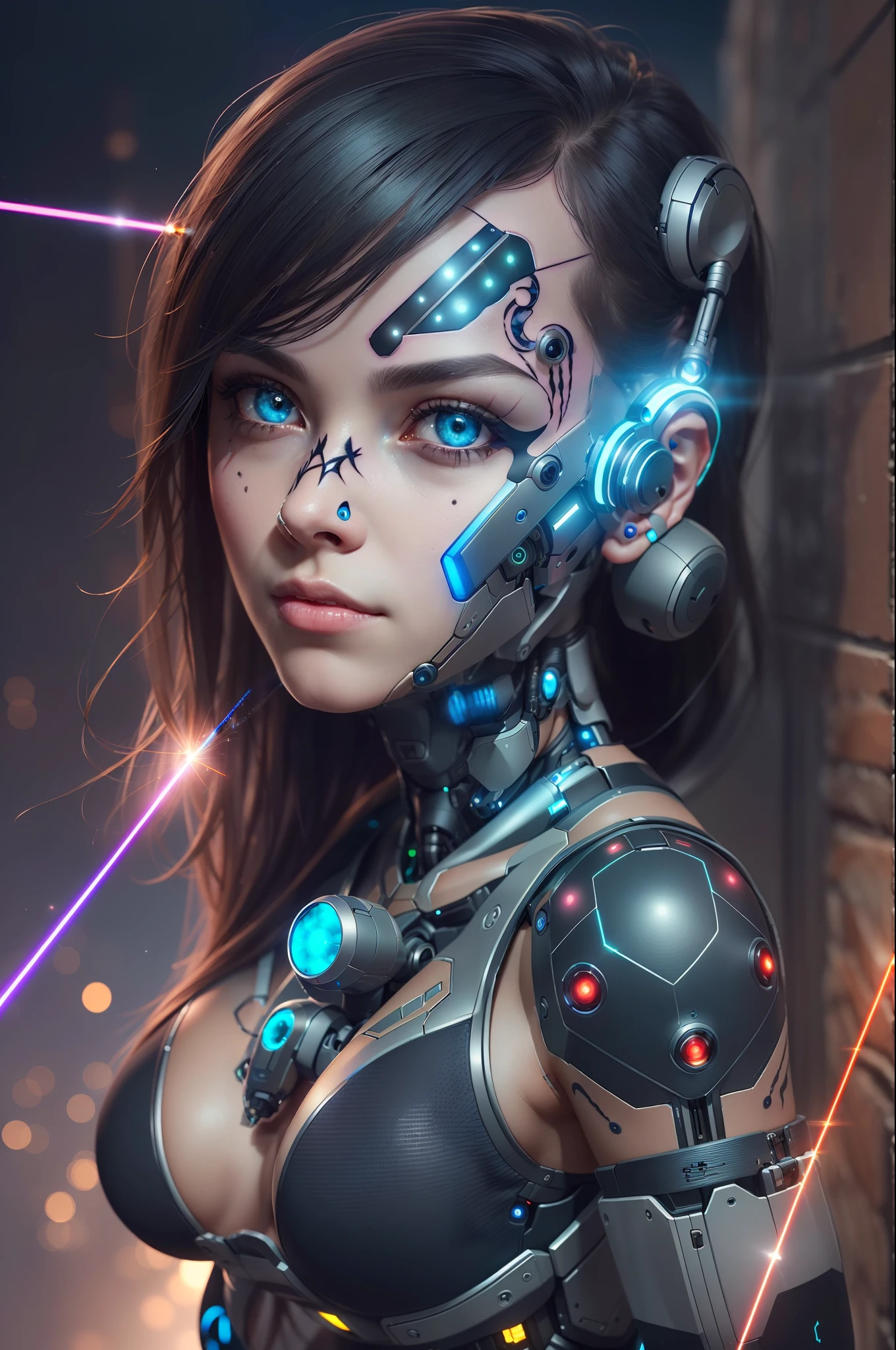 (highly detailed:1.2),(best quality:1.2),8k,sharp focus,(subsurface scattering:1.1),(nsfw:1.1), (award winning photograph:1.2),1girl, (many many detailed black tattoos on face:1.2), by emb-rrf-low,(many many thick black dark tattoos on body nose and eyes:1.2),(close shot:1.2), (separation of face segments:1.1), (deep seams on face and body:1.2)
(beautiful cyborg with scifi laser gun:1.3), (shooting lasers at enemy robots:1.3), (dynamic action pose:1.2), neon glow under the skin
(very detailed clothes:1.2), (highly detailed background:1.3), RPG, Elden Ring, (scifi:1.2), (hyperrealistic:1.2), dramatic lighting,artstation, artgerm, greg rutkowski, alphonse mucha, trending on artstation, trending on deviantart, wlop