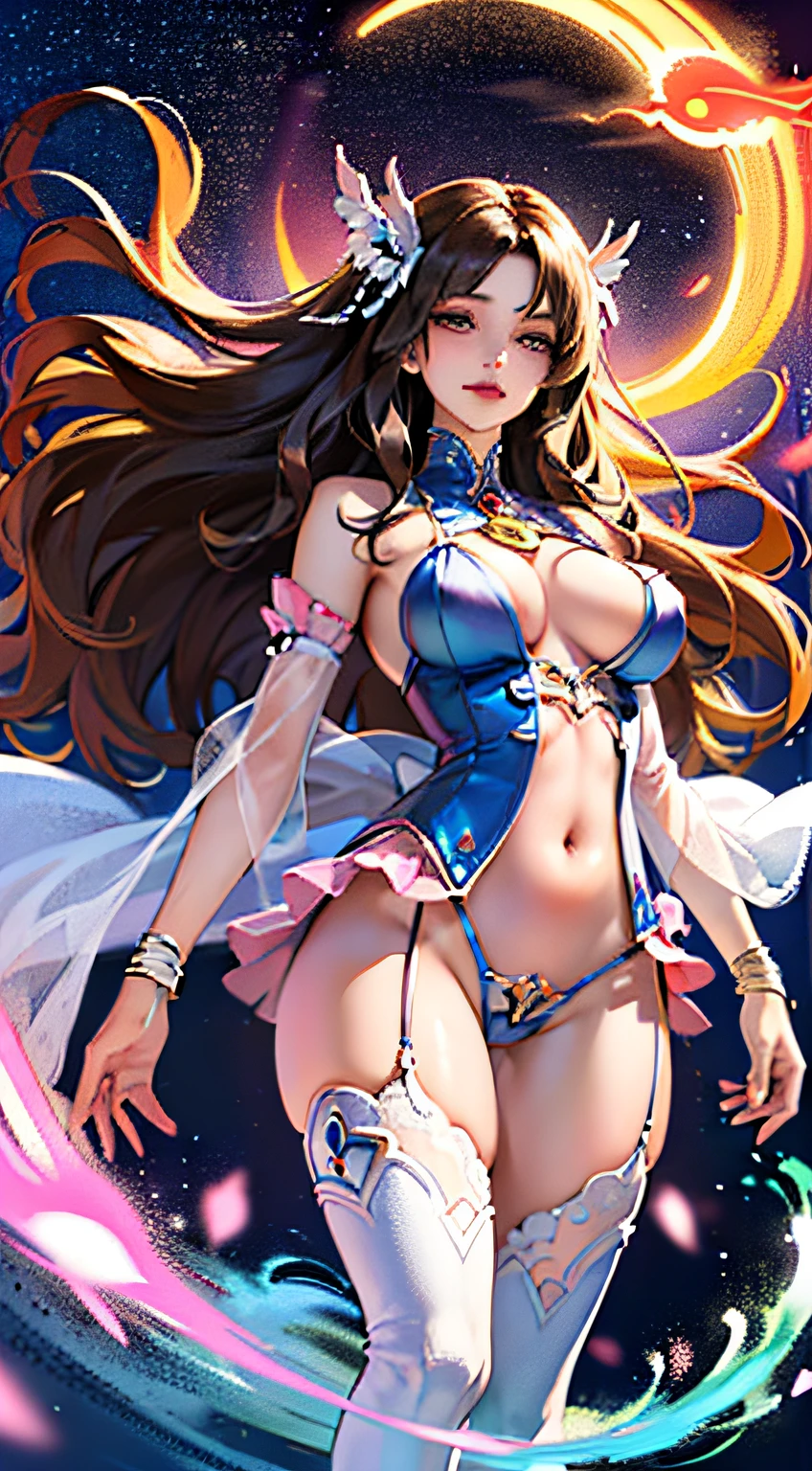 Masterpiece, top quality, best quality), (((Beautiful anime style girl,))), 20 years old, oversize model, ((((Super huge breasts))), (((Blue wavy hair))), Extreme detail, Colorful, Glowism, Poseidon theme, Art concept art by Kahngriffith and Vadim Kashin, ethereal, standing, perfect, pure form, golden ratio, by Brian Froud, Carne Griffiths, Wadim Kashin and John William Waterhouse,full body, masterpiece, best quality, (extremely detailed unity 8k CG wallpaper), (best quality), (best illustration), (best shadow), absurdities, realistic lighting, night, darkness, giant, Goddess, Ancient Goddess, Aphrodite, deity, glorious pose, night, moon, beautiful detailed brightness, luminous background glow,A masterpiece ultrarealistic ultra detailed full body portrait of a very beautiful Barbarian girl, massurrealism. medium shot, intricate, elegant, sexy, revealing, by stanley artgerm lau, wlop, rossdraws, james jean, andrei riabovitchev, marc simonetti, light by julie bell, ismail inceoglu, porcelain skin. global illuminatio,transparent clothes,open pants buttons showing pubic hair, perfect vaginal shape,small breasts, small breasts, peeping pink peeps,(masterpiece), floating vintage clock, exposed small breasts, visible pubic hair, view from below, floating antique clock, cloudy night sky storm, sunset red clouds storm cloudy, rough sea, psychedelic waves, skin and clothes wet with water, drops of water, floating bubbles, magical lights,face by tom bagshaw art station,, Moon Goddess, Full Length Figure, Contemptuous Gaze, Detailed Face, (Naked: 1.4), (See-Through Lingerie: 1.3),Transparent clothing, slight smile,Jean-Baptiste Monge style, bright, beautiful , splash, Glittering , cute and adorable, filigree, , rim lighting, lights, extremely , magic, surreal, fantasy, digital art, , wlop, artgerm,perfect female body close-up, full body, visible vaginal hair, pink pesones, transparent clothes