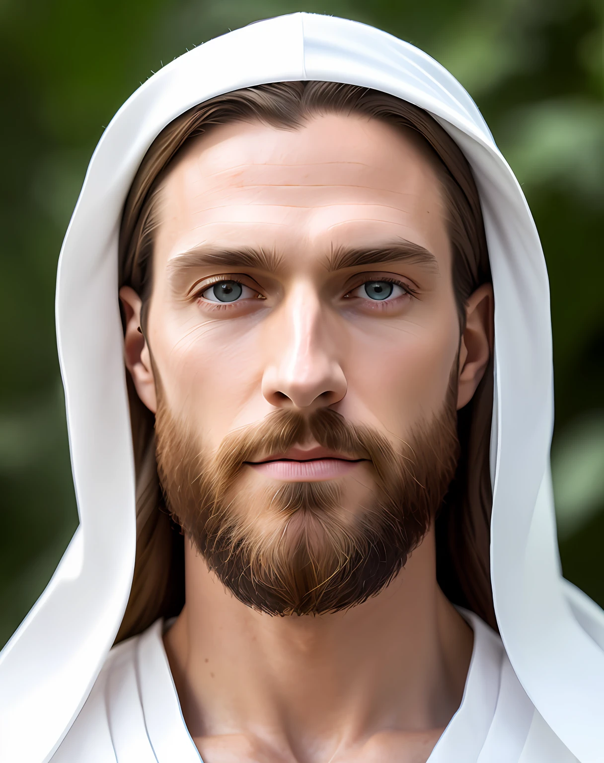 (symmetry),centered,a ((close)) up portrait,(Jesus),a very thin white man with long hair and a beard,wearing a long white robe,35mm,natural skin,clothes  detail, 8k texture, 8k, insane details, intricate details, hyperdetailedhighly detailed,realistic,soft cinematic light,HDR,sharp focus, ((((cinematic look)))),intricate, elegant, highly detailed