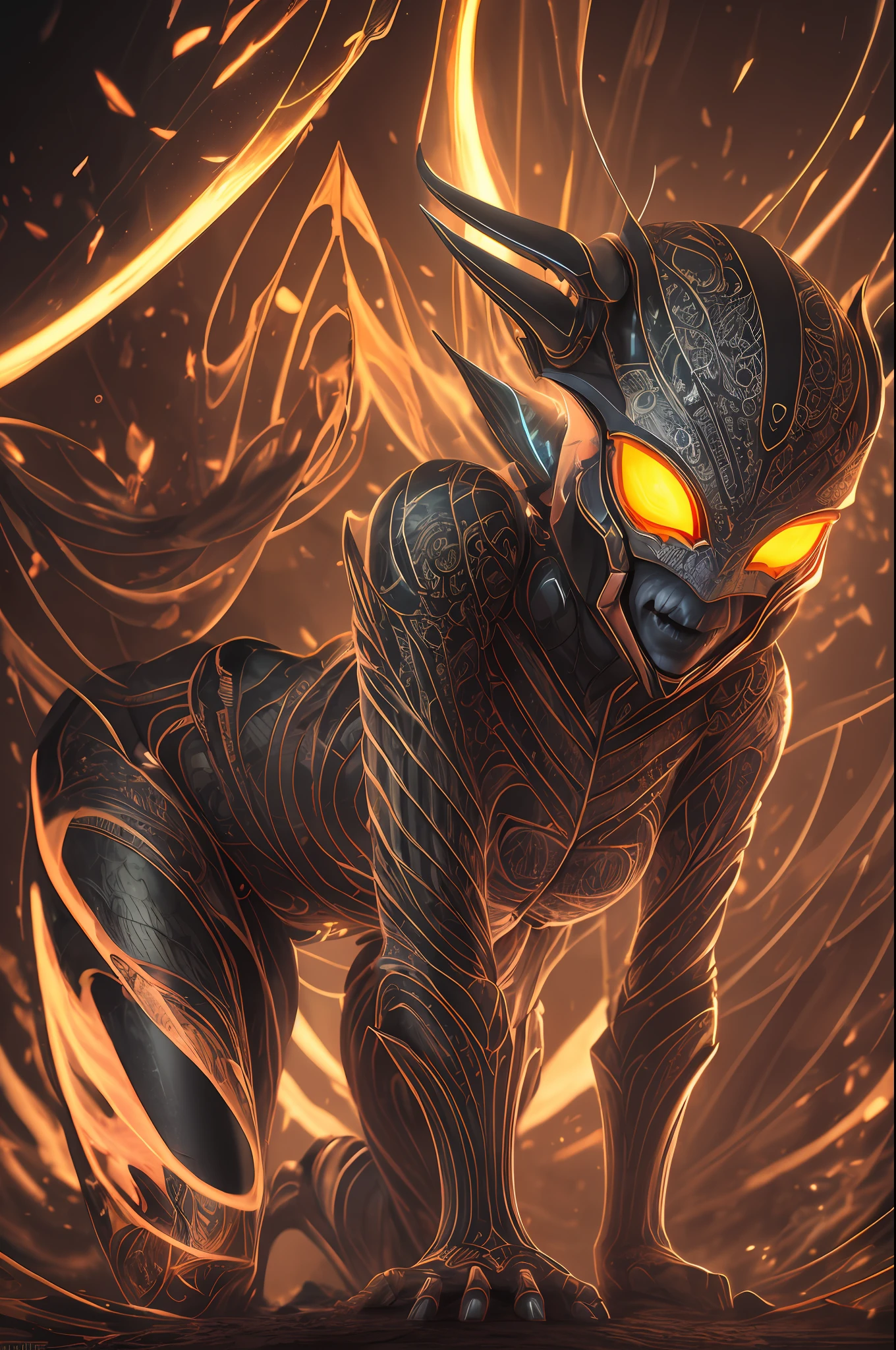 surreal portrait of an insectoid demon incubus, takes energy from the heart excited woman, woman kneeling in contemplation enigmatic atmosphere dark horror night, intricate details, incandescent yellow light comes out of the heart towards the incubus realistic, hyper detailed, poster outline with many anthropomorphic insectoid aliens, dramatic lighting, cinematic, digital art, octane render , dynamic lighting, 8k, HD, high contrast lighting, from below view realistic, action, portrait photography, with detailed ed dark scale skin textures, dark background with smoke lights, shallow depth of field, dark lighting, Otus 85mm f/1.4 ZF.2 Lens, ISO 200, f/4, 1/250s, 8k distortion, mutation, 3d, 2d, illustration --auto --s2