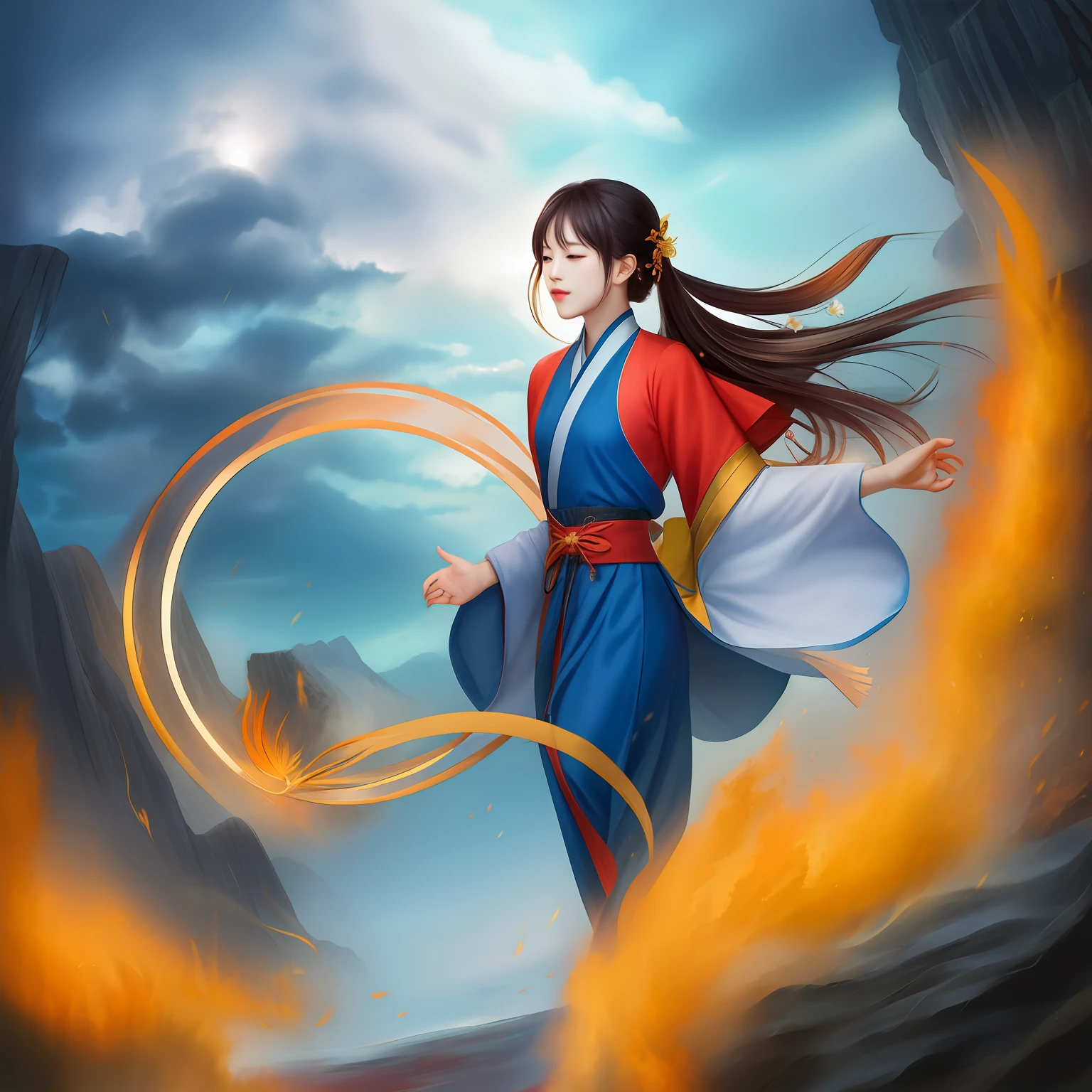 Taijitu composed of wind and thunder
