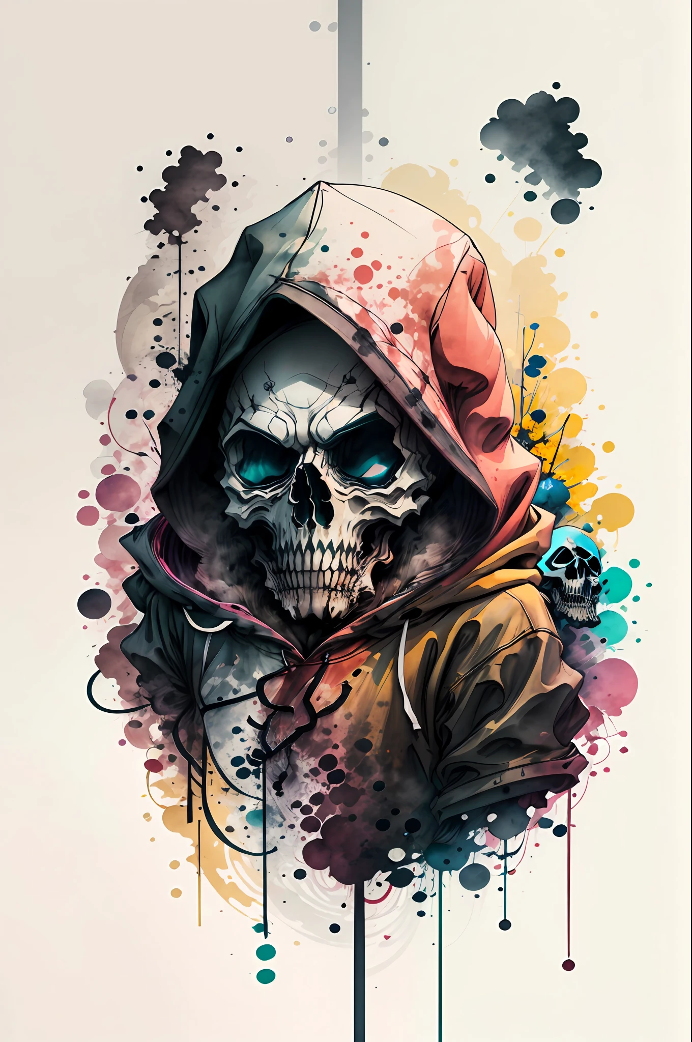 I became the hoodie of death, crayon aquarelle (Douleur moyenne), Argyle Contexte, Curieux, Conception de t-shirt.