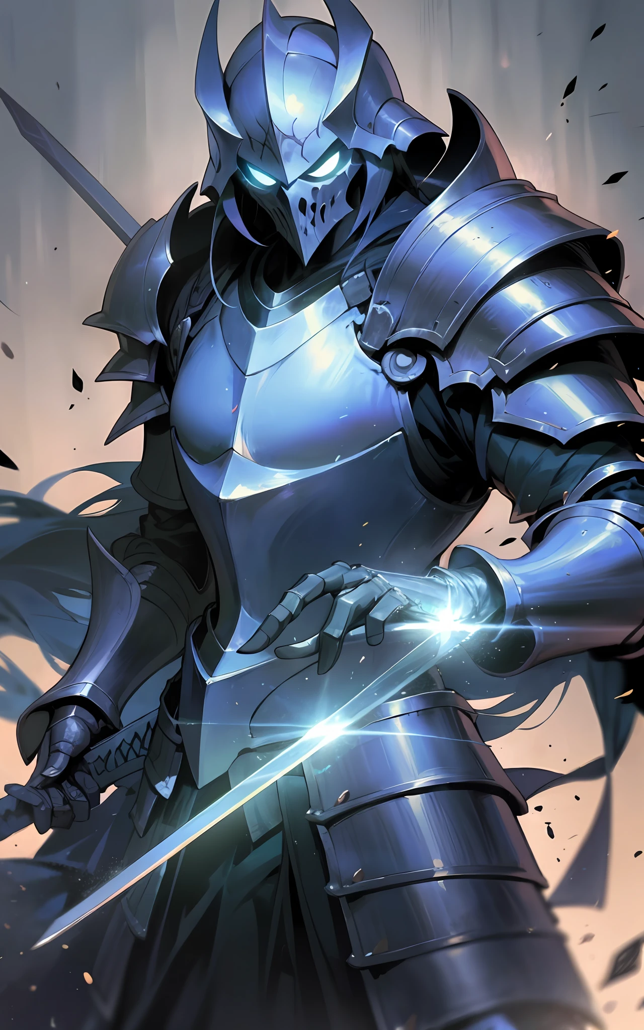 a close up of a person holding a sword in a dark background, deathknight, death knight, undead knight, fantasy paladin, grimdark paladin, epic paladin armor, painted portrait of mordekaiser, clothed in ethereal battle armor, sleek glowing armor, green armor, evil knight, glowing lights in armor, nasus, dark armor, fantasy knight