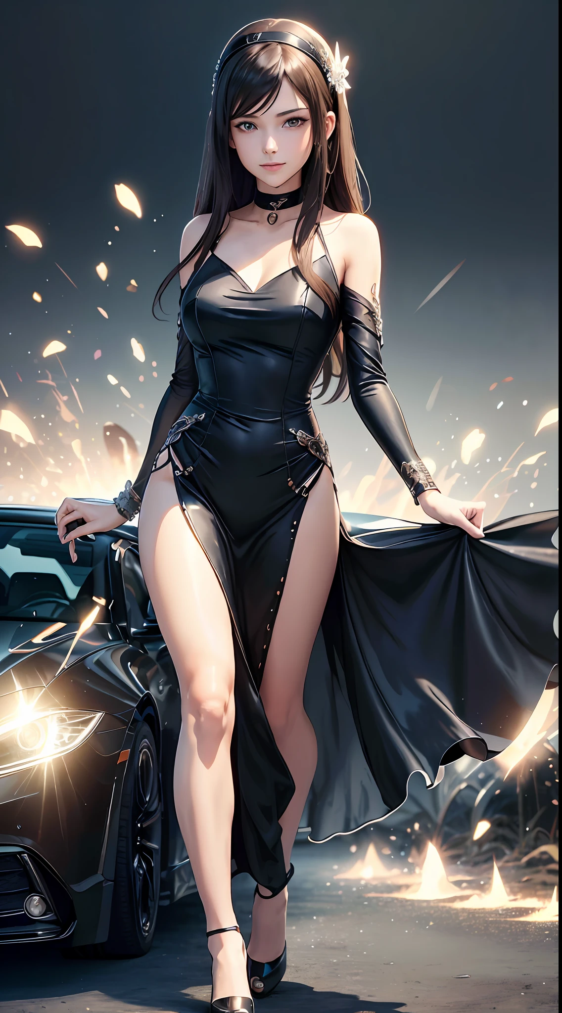 ((best qualtiy,8k,tmasterpiece:1.3)), 1girll, ssmile, full bodyesbian, Slim Faces, Pure,Beautiful woman, (dark brown hair), full length dress :1.1, Super detailed face, Detailed eyes, 二重まぶた, blur backgroun, Slim Faces, Home, furniture --auto