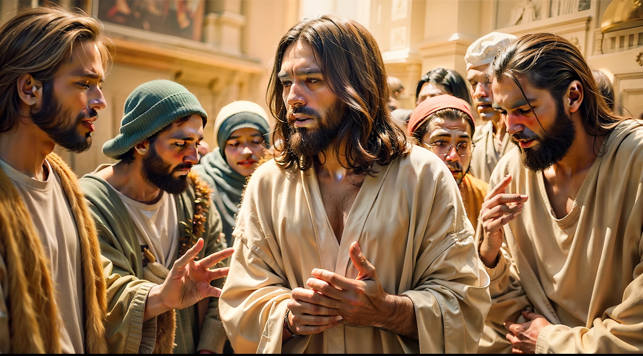 Portray Jesus with His 12 Apostles Telling Him to Go Take the Gospel to Everyone