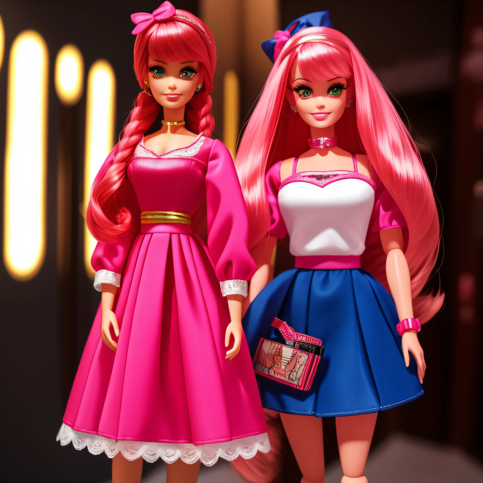 Boneca Barbie, rosa, cinema, filme, blusa, saia, illustration, colorida