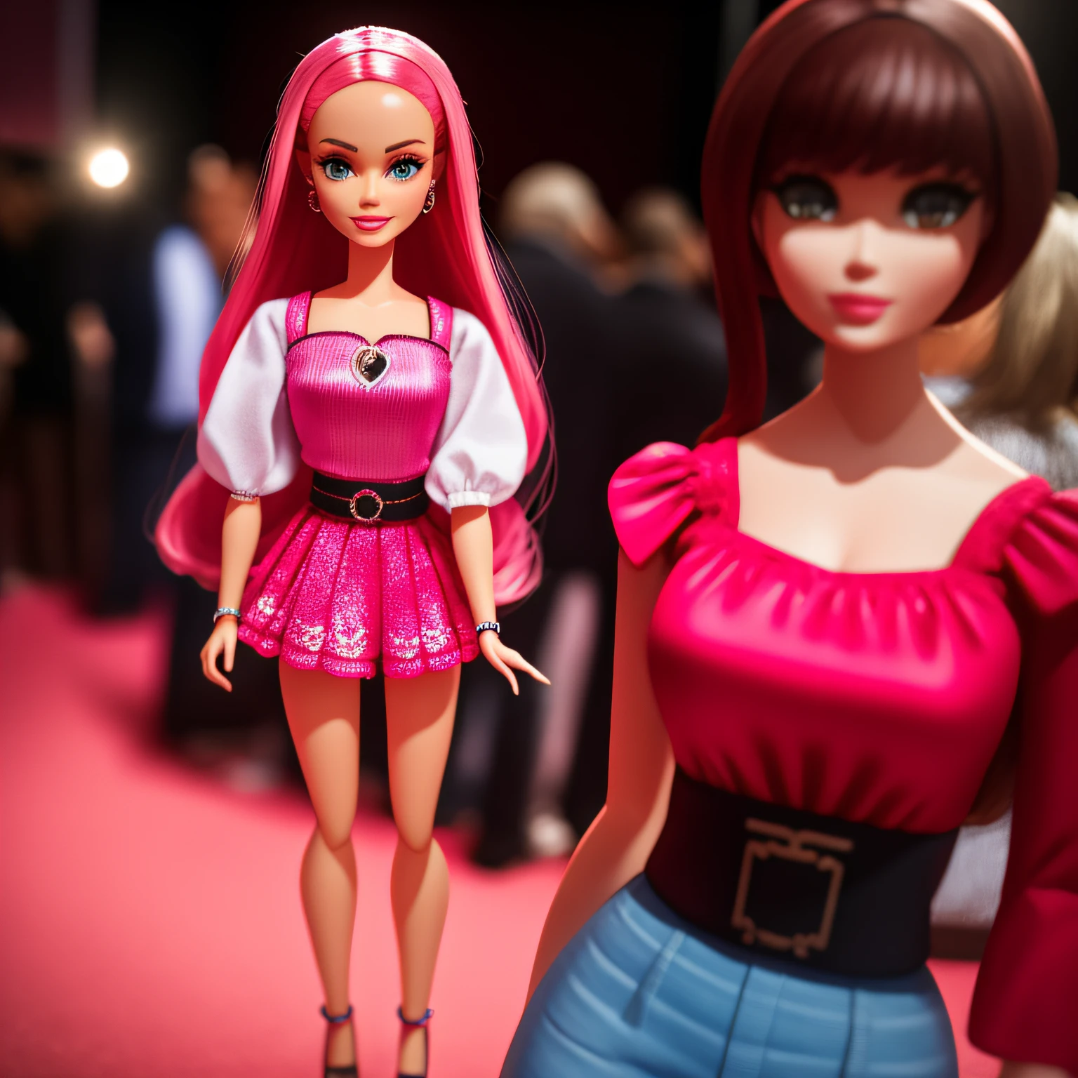 Boneca Barbie, rosa, cinema, filme, blusa, saia, illustration, colorida