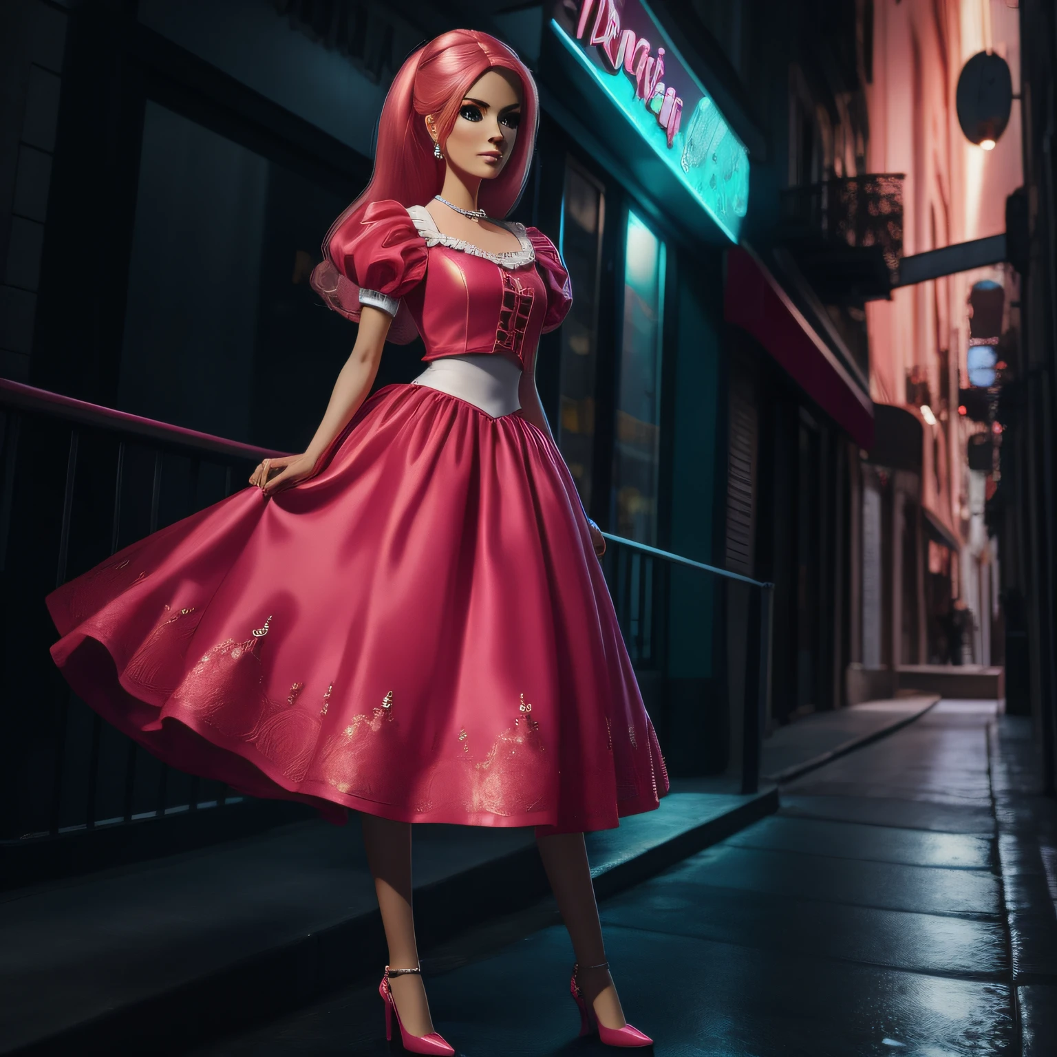 Boneca Barbie, rosa, cinema, filme, blusa, saia, illustration, colorida