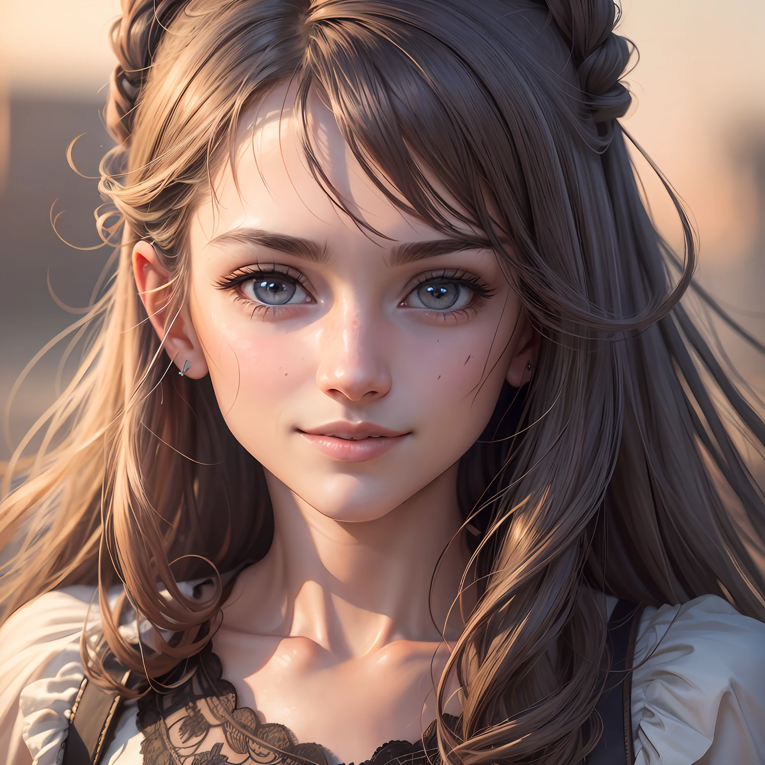 (realistic, photo-realistic:1.37),(8k, RAW photo, best quality, masterpiece:1.2), cute, ultra-detailed,heart-shaped pupils,physically-based rendering, ultra high res, kodakvision color, shot on Arricam LT Camera, bokeh, sharp focus,
looking at viewer,photorealistic,realistic, solo, photorealistic, best quality,extremely detailed face,extremely detailed eyes and face, beautiful detailed eyes,absurdres, incredibly absurdres,haunting smile,Messy hair, floating hair, , --auto