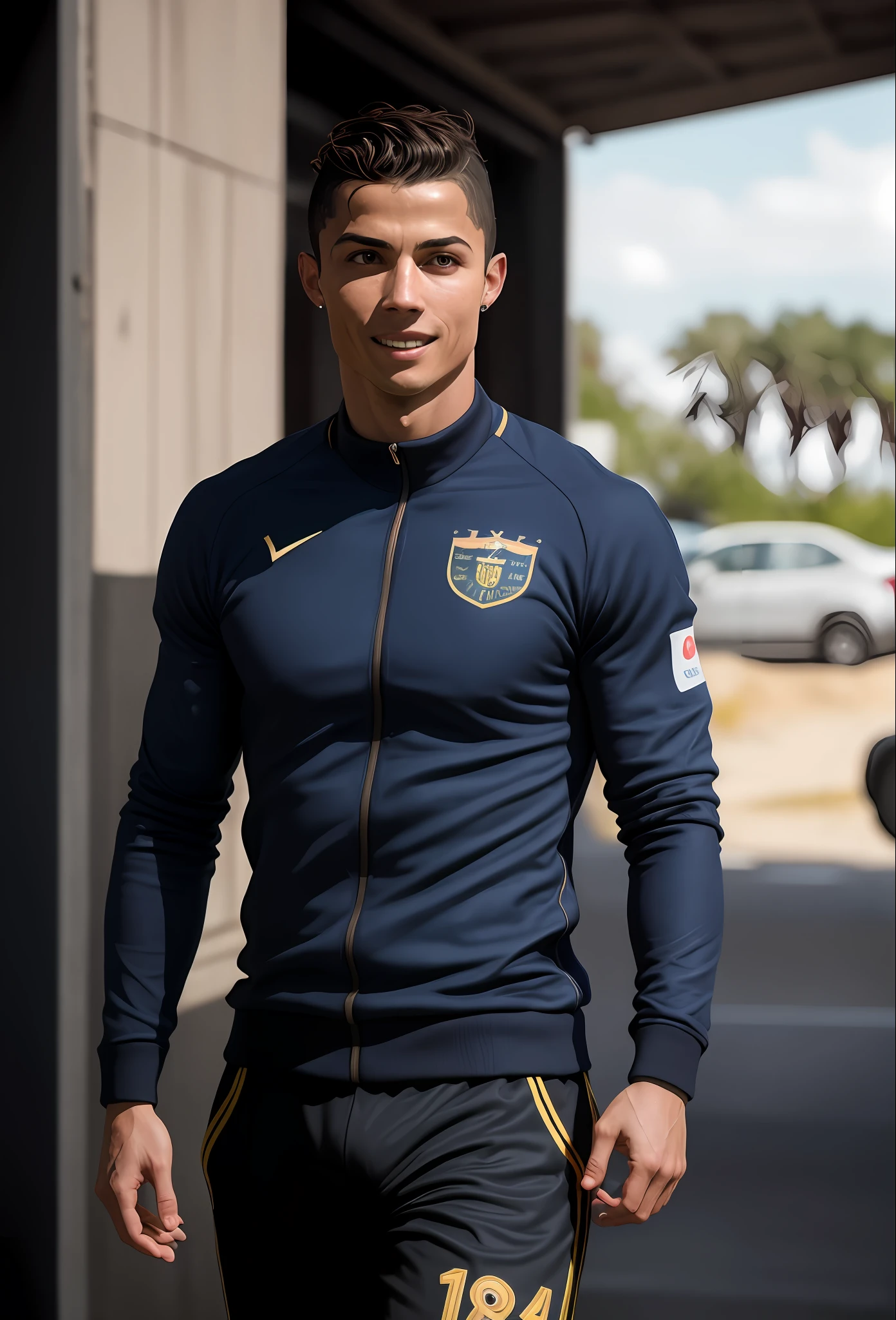 Cristiano Ronaldo, em traje de jogo, fora do campo, ((sorrindo)) ((victory pose)) fotorrealista, foto, obra-prima, realista, realismo, fotorrealismo, alto contraste, Trending photorealistic digital art on Artstation 8k HD high definition detailed realistic, detalhado, textura da pele, hiper detalhado, textura realista da pele, armadura, melhor qualidade, ultra high-resolution, (fotorrealista: 1.4), alta resolução, detalhado, foto crua, sharp re, by Lee Jeffries Nikon D850 Film Stock Photography 4 Kodak Portra 400 Camera Lens F1.6 rich colors realistic texture hyper realistic dramatic lighting unrealengine trending on artstation cinestill 800,