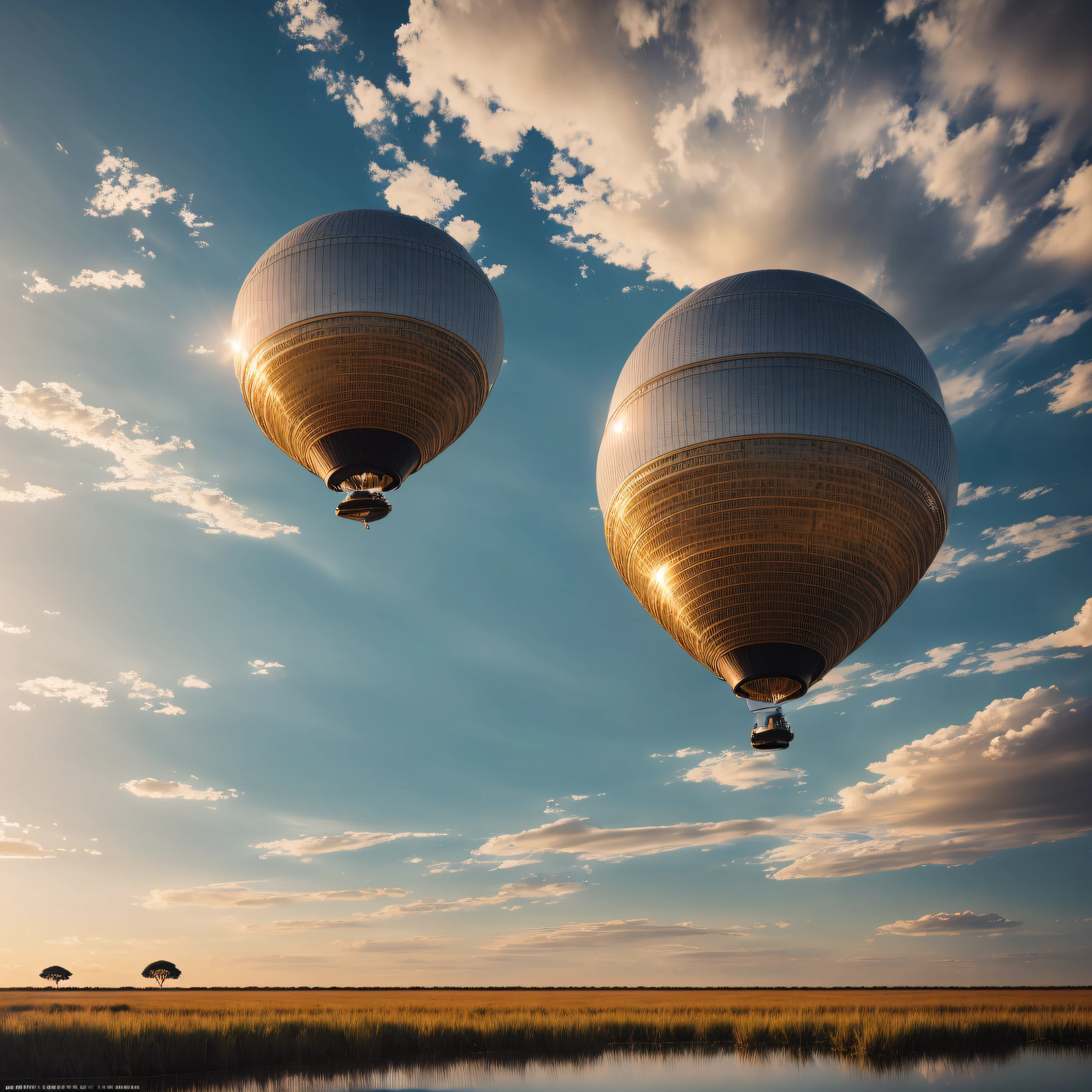 (Best quality, masterpiece), Metallic UFO in the air, 1 woman, short braids, 8k resolution, contempt, pride, full body, Floating in the air, Okavango delta, explosion in the clouds, Hyper realistic, Photography, Picture of the week, RAW, beautiful, African skin, reflections, (masterpiece) (perfect proportion)(realistic photo)(best quality) (detailed) photographed on a Canon EOS R5, 50mm lens, F/2.8, HDR, (8k) (wallpaper) (cinematic lighting) (dramatic lighting) (sharp focus) (intricate)