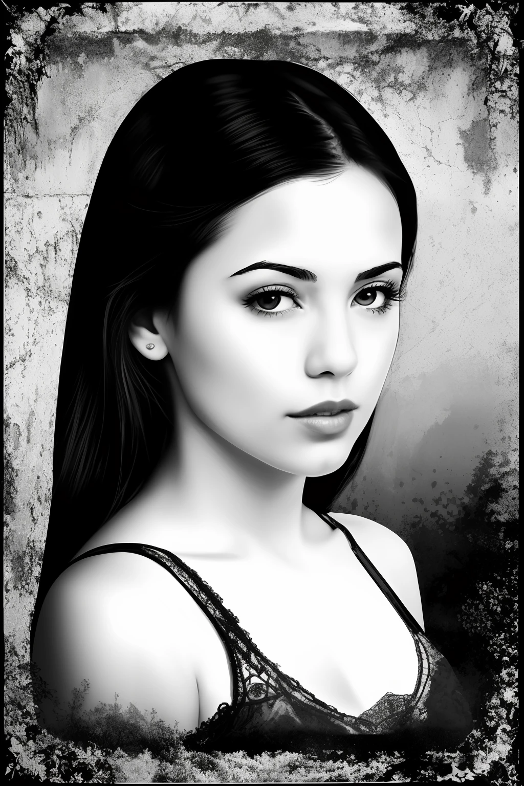 Create a female artistic with the background of the sugar loaf rj in black and white
