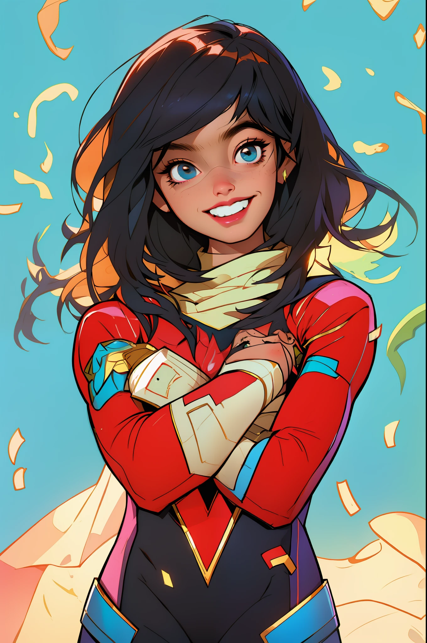 um desenho animado de uma mulher em uma roupa vermelha e preta, Artgerm e Atey Ghailan, marvelous expression, Taliyah Jovem, Como um painel de uma HQ da Marvel, rebecca sugar, nerdy black girl super hero, Sachin Teng, em estilo de maravilha, Krenz Cushart e Artgerm, Brittney Lee, Miss Marvel, quadrinhos artgerm