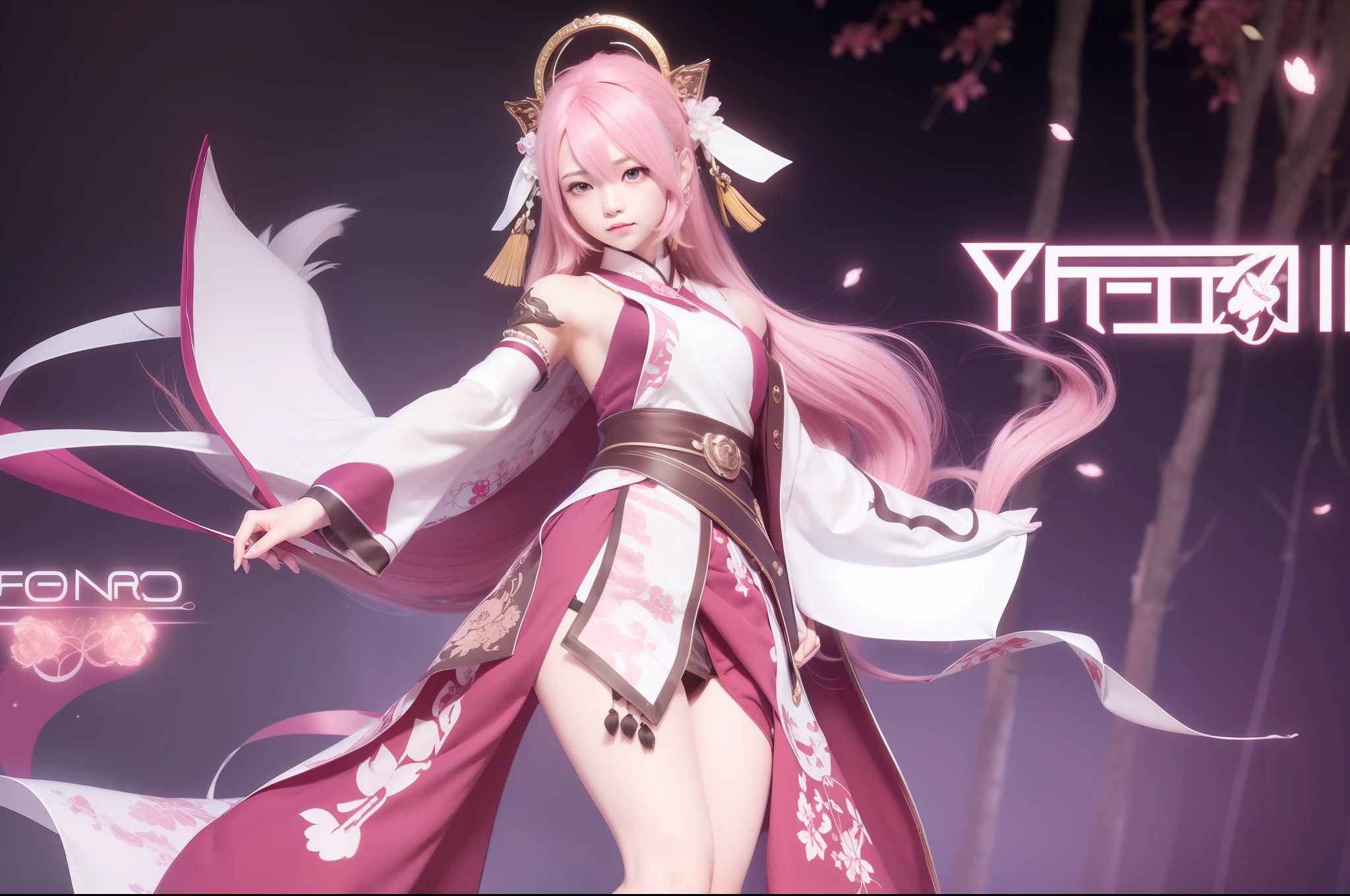1 girl, yae miko, pink hair, purple eyes, ultra detailed, 70mm lends, realistic
