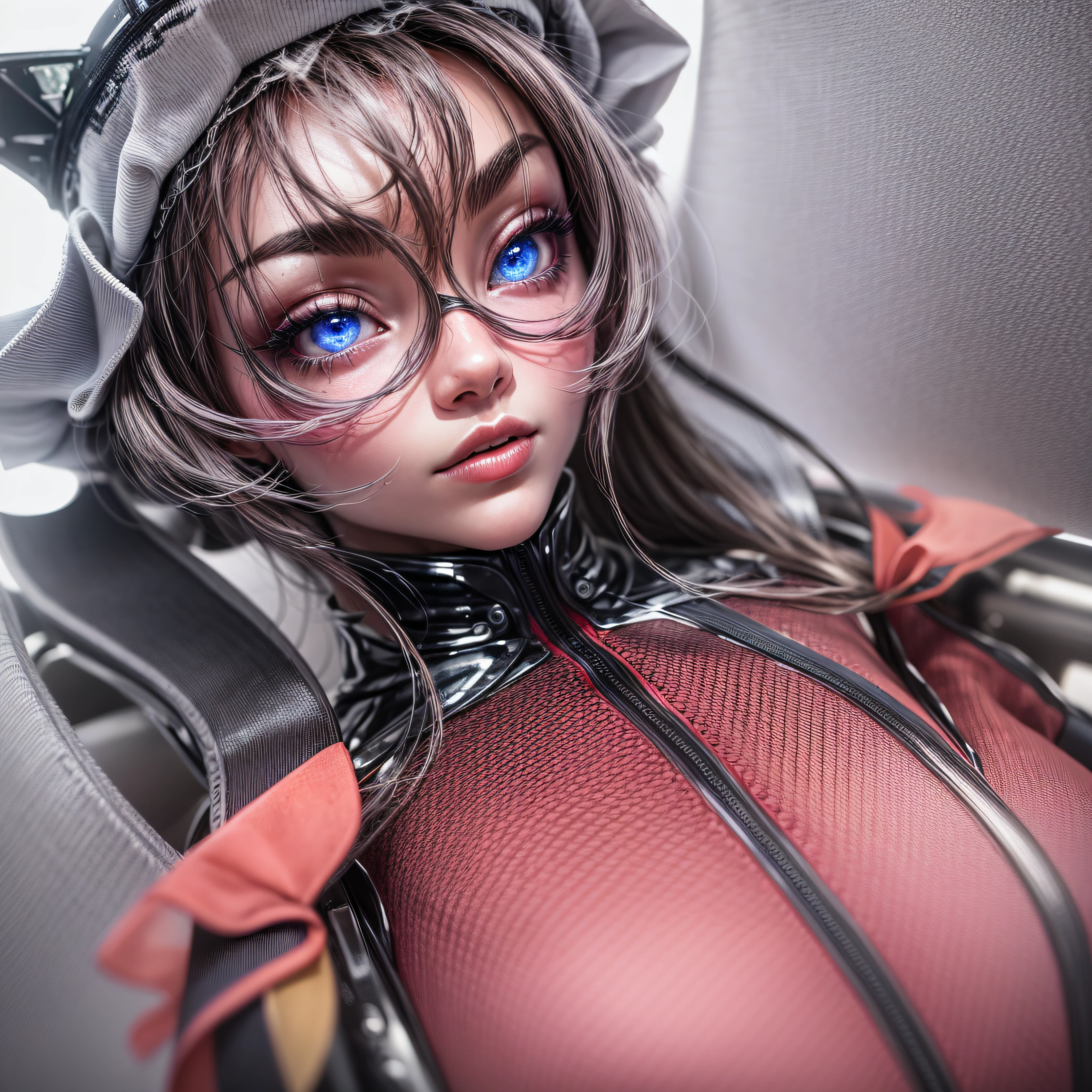 Closeup on beautiful black latex woman, olhos azuis, coberta com rosas vermelhas iluminadas, bright blue white glowing heart, visible from human, noite, Colouring, photography hyper-detailed cinematic hdr lighting, softbox lighting, Detalhe extremo, 8k, 3D-rendering, Hiper realista, NVIDIA,
