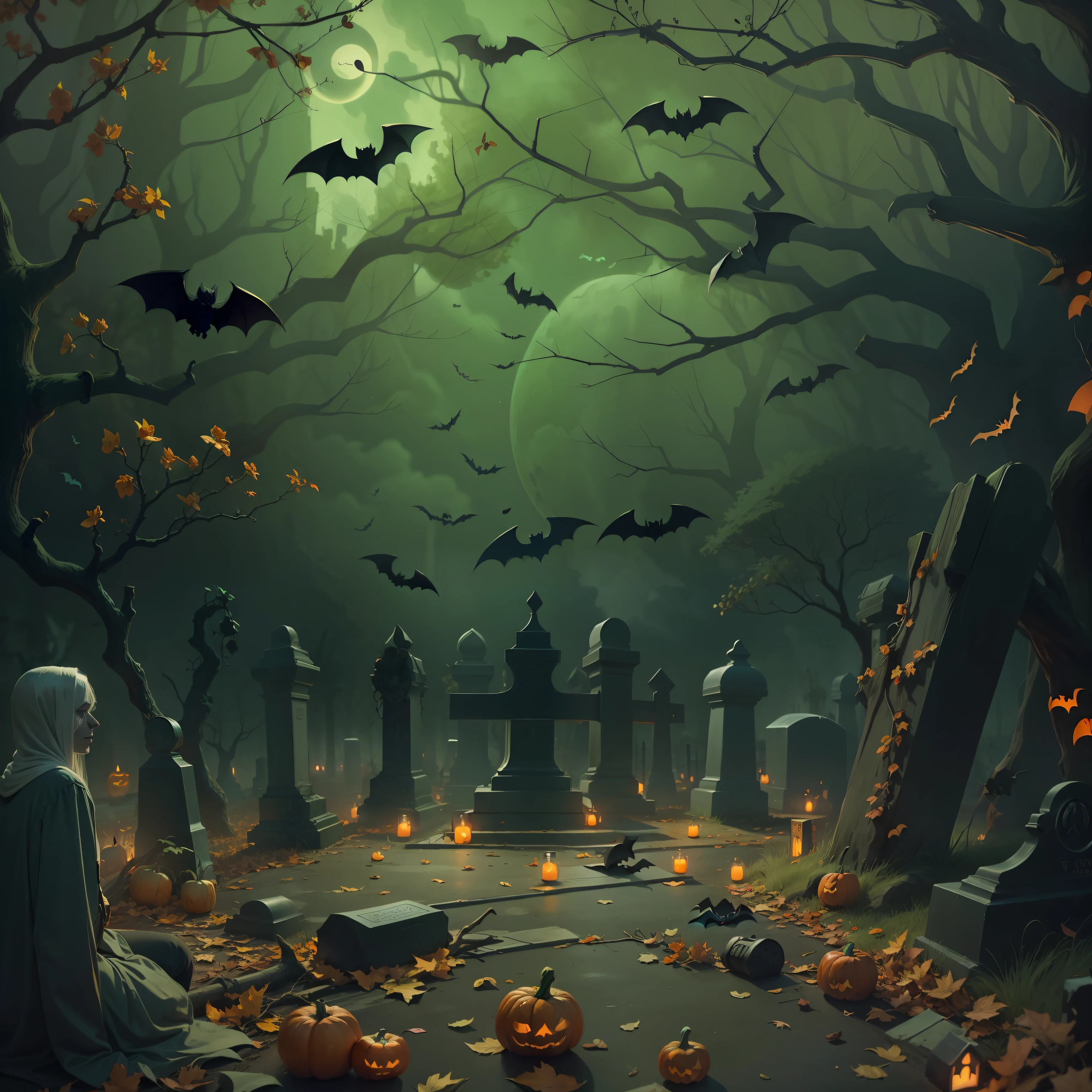Halloween poster,the bats,borgar,burial site,Wilted branches
