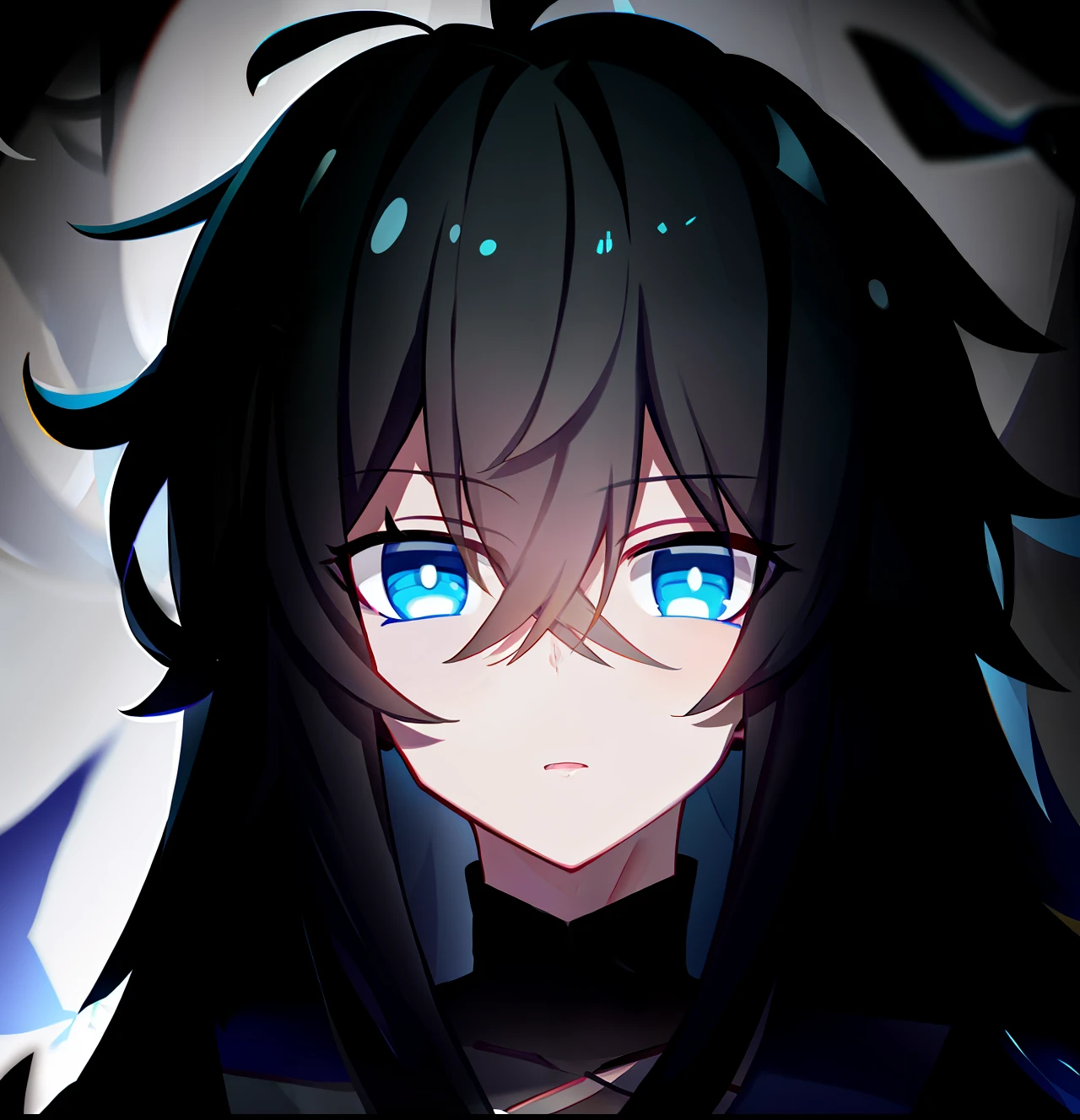 black color hair,Blue-eyed boy