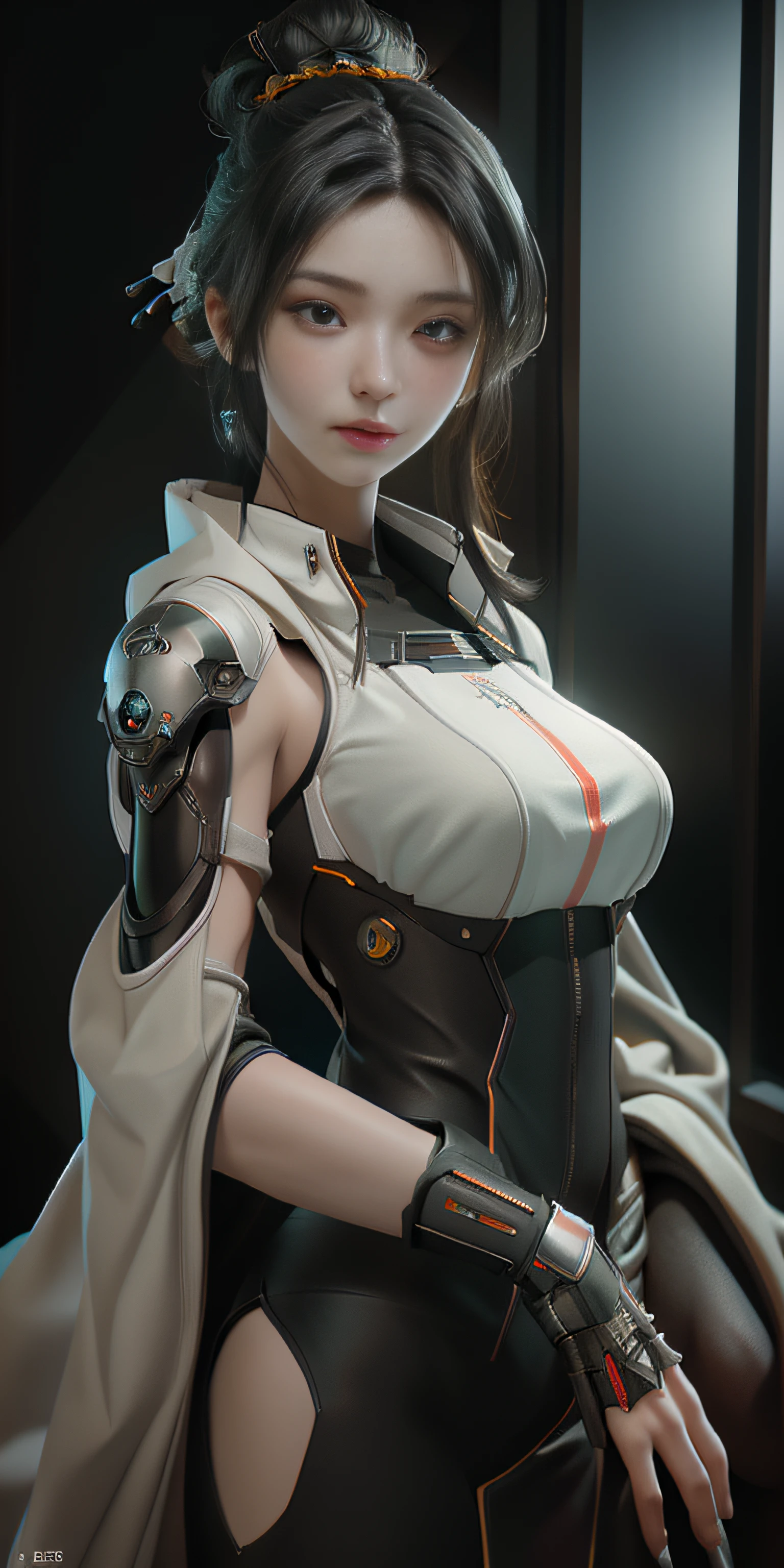 ((Best quality)), ((masterpiece)), (detailed:1.4), 3D, an image of a beautiful cyberpunk female,HDR (High Dynamic Range),Ray Tracing,NVIDIA RTX,Super-Resolution,Unreal 5,Subsurface scattering,PBR Texturing,Post-processing,Anisotropic Filtering,Depth-of-field,Maximum clarity and sharpness,Multi-layered textures,Albedo and Specular maps,Surface shading,Accurate simulation of light-material interaction,Perfect proportions,Octane Render,Two-tone lighting,Wide aperture,Low ISO,White balance,Rule of thirds,8K RAW,