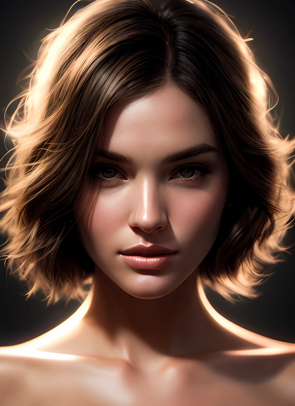 analogue style, woman, delicate face with flower by Rachel Welch, Candice Swanepoel, head and shoulders portrait, 8k resolution concept art portrait by Greg Rutkowski, Artgerm, WLOP, Alphonse Mucha dynamic lighting hyper-detailed intricately detailed splash art color trend Artstation Unreal Triads Engine 5 Volumetric Lighting