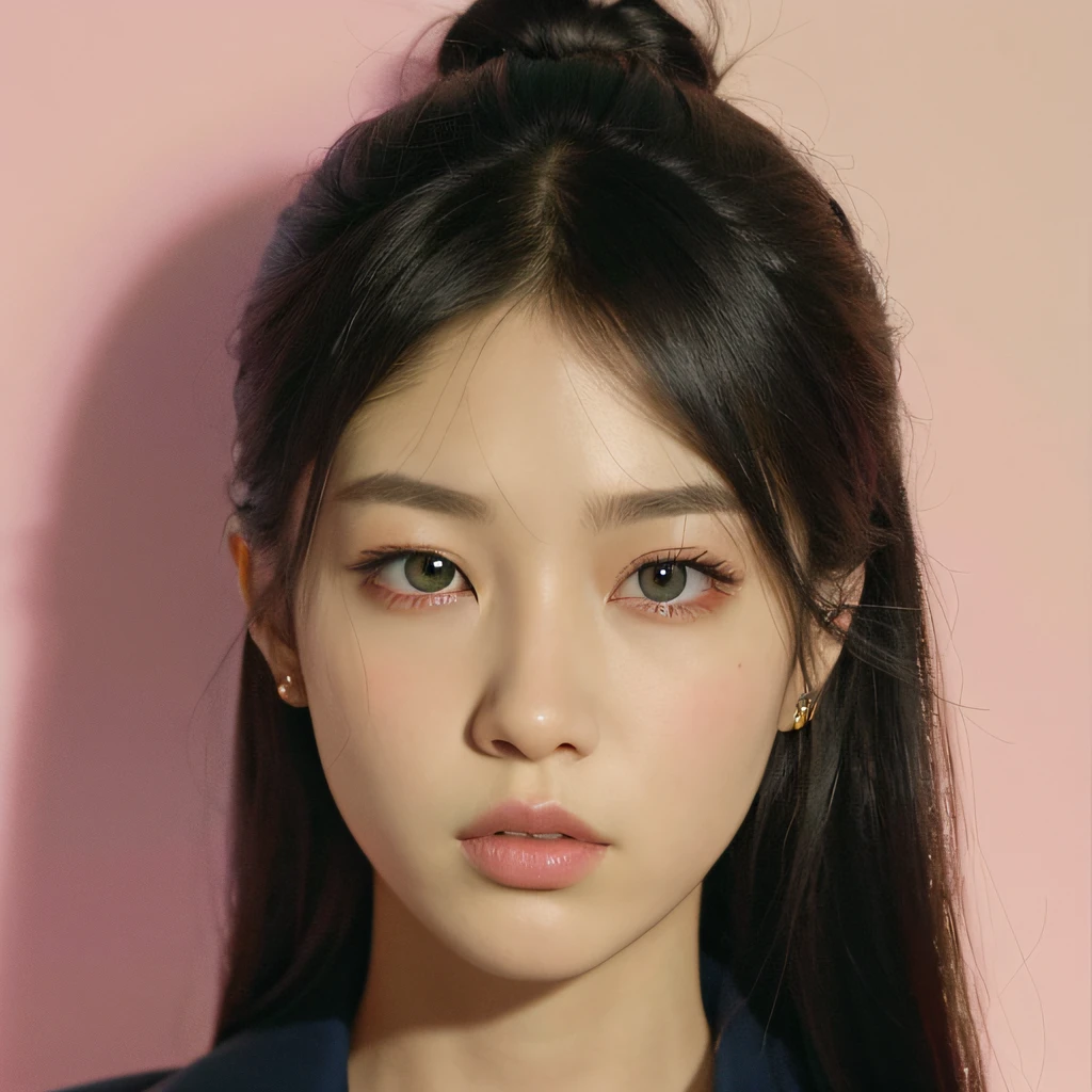 Image of Alaferd of a woman in a blue shirt and black jacket, inspired by Yanjun Cheng, portrait of jossi of blackpink, Shin Jinying, jaeyeon nam, yanjun cheng, portrait of female korean idol, Soft portrait shot 8 K, author:yanjun cheng, Kawaii realistic portrait, with round face, Guviz-style artwork