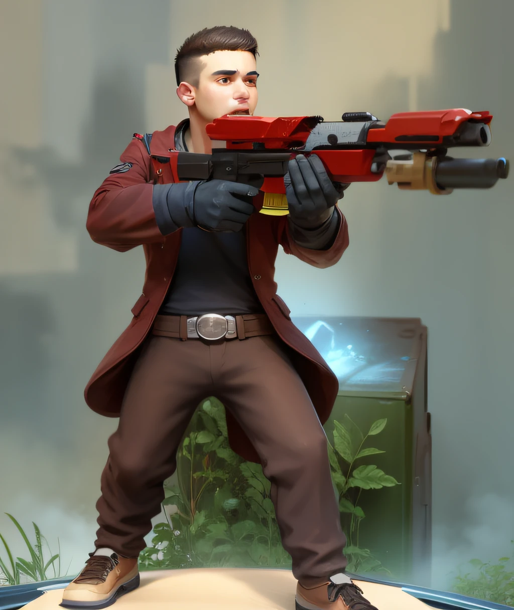 Garoto, segurando uma arma, jovem. --auto