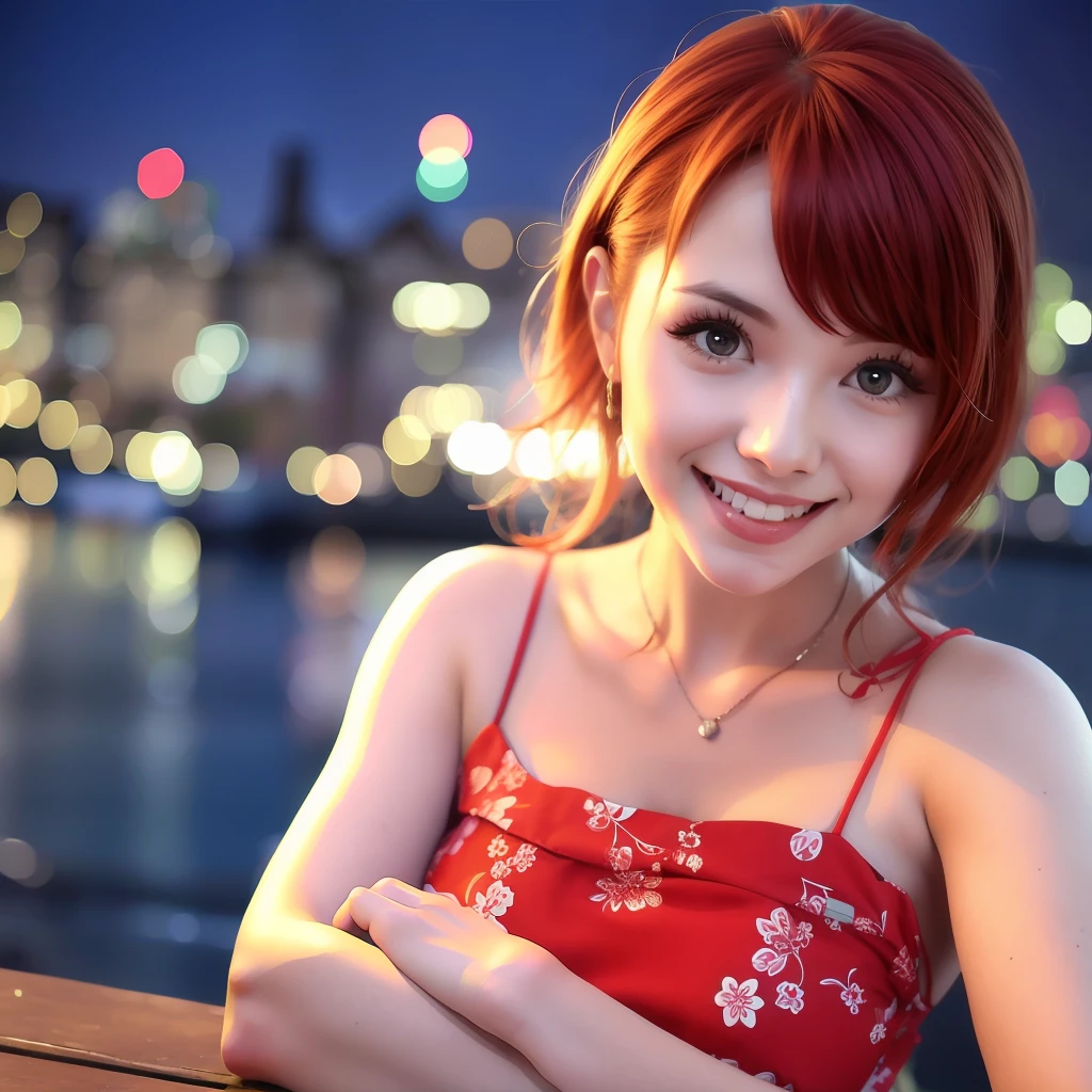 Red floral dress