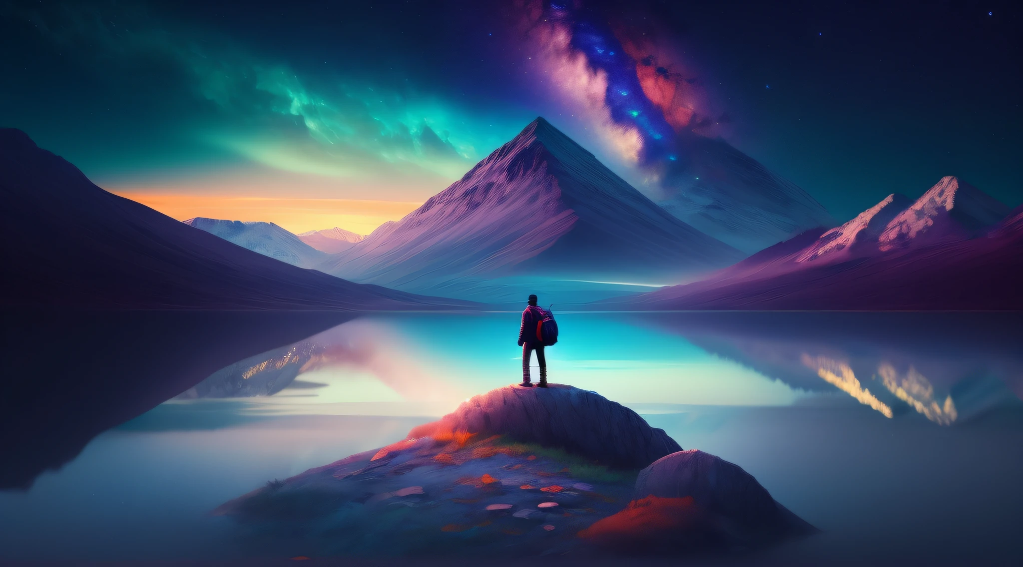 Arafed man standing on a rock looking at the dawn hole, Arte bonita UHD 4K, 8k arte impressionante, 8k hd papel de parede arte digital, papel de parede 4K, papel de parede 4k, Papel de parede vertical 4k, Papel de parede vertical 4K, HQ 4K papel de parede do telefone, Papel de parede 8K, Papel de parede 8K, Arte digital altamente detalhada em 4k