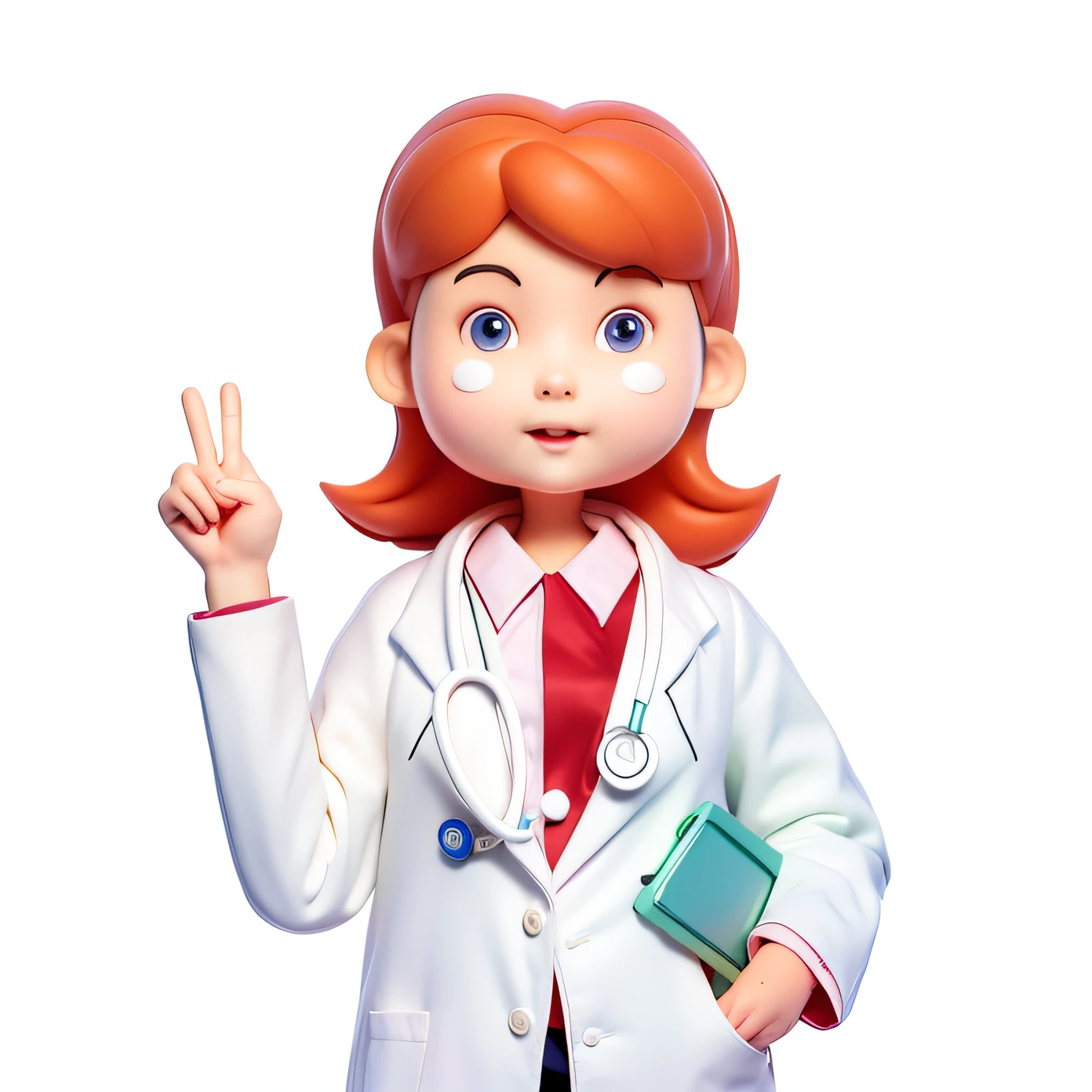 Cartoon doctor makes peace sign with his hand, with a stethoscope, wearing lab coat and a blouse, doctor, the doctor, Wearing a lab coat, With a lab coat, (doctor), Wearing a lab coat, portrait of a female pathologist, healthcare worker, Wearing a lab coat, wearing lab coat and glasses, White coat, medical image