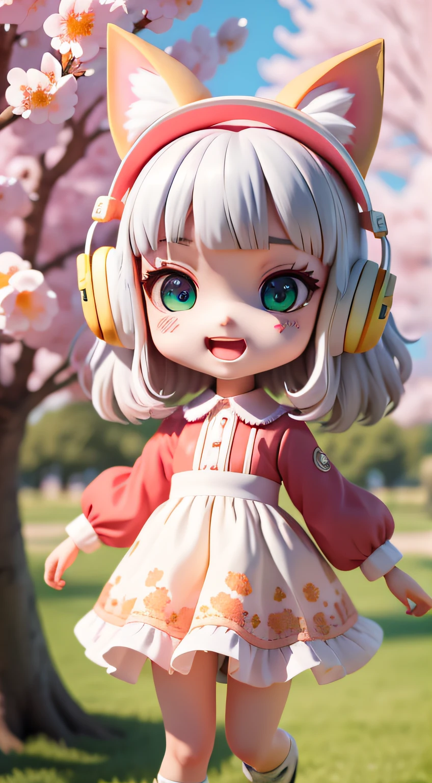 (masterpiece),(best quality),(ultra-detailed), (full body:1.2),
1girl,chibi,cute, smile, open mouth,
flower, outdoors, playing guitar, blush, tree, :3, shirt, short hair, cherry blossoms, green headwear, blurry, brown hair, blush stickers, long sleeves, bangs, headphones, black hair, pink,Wallpaper, phone wallpaper, Daily wallpaper, Q version, Anime hand-drawn, anime characters, Three heads, white hair, maid headdress, wide eyes, fox ears, bright pupils, anime, blind box toy style, perspective, Eye-Level Shot, UHD, retina, masterpiece, ccurate, textured skin, super detail, best quality, highres, HD, 4K, 8k
(beautiful detailed face), (beautiful detailed eyes),