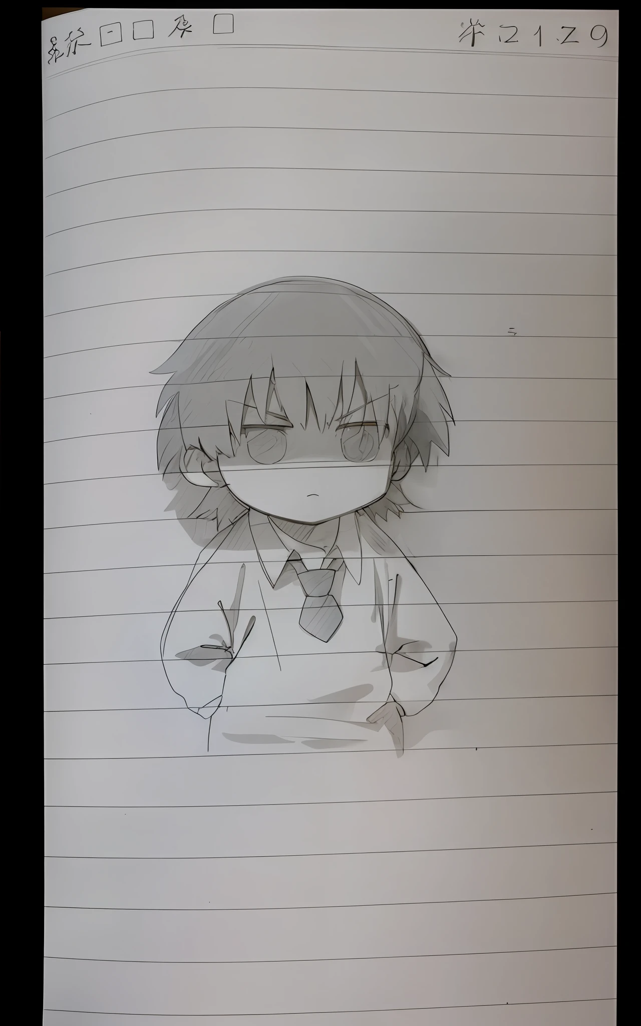 Sketch of a boy in a tie and shirt, anime shading), anime sketch, flat anime style shading, an anime drawing, anime moe art style, anime shading, anime style drawing, in an anime style, Line sketch!!, Anime Paintings, traditional drawing style, A man with short hair in white and blue, author:Master of Han Chinese, Anime boy, subtle anime style, old sketch