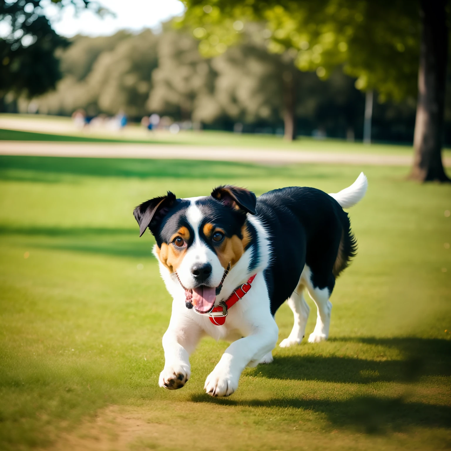 A dog playing in a park