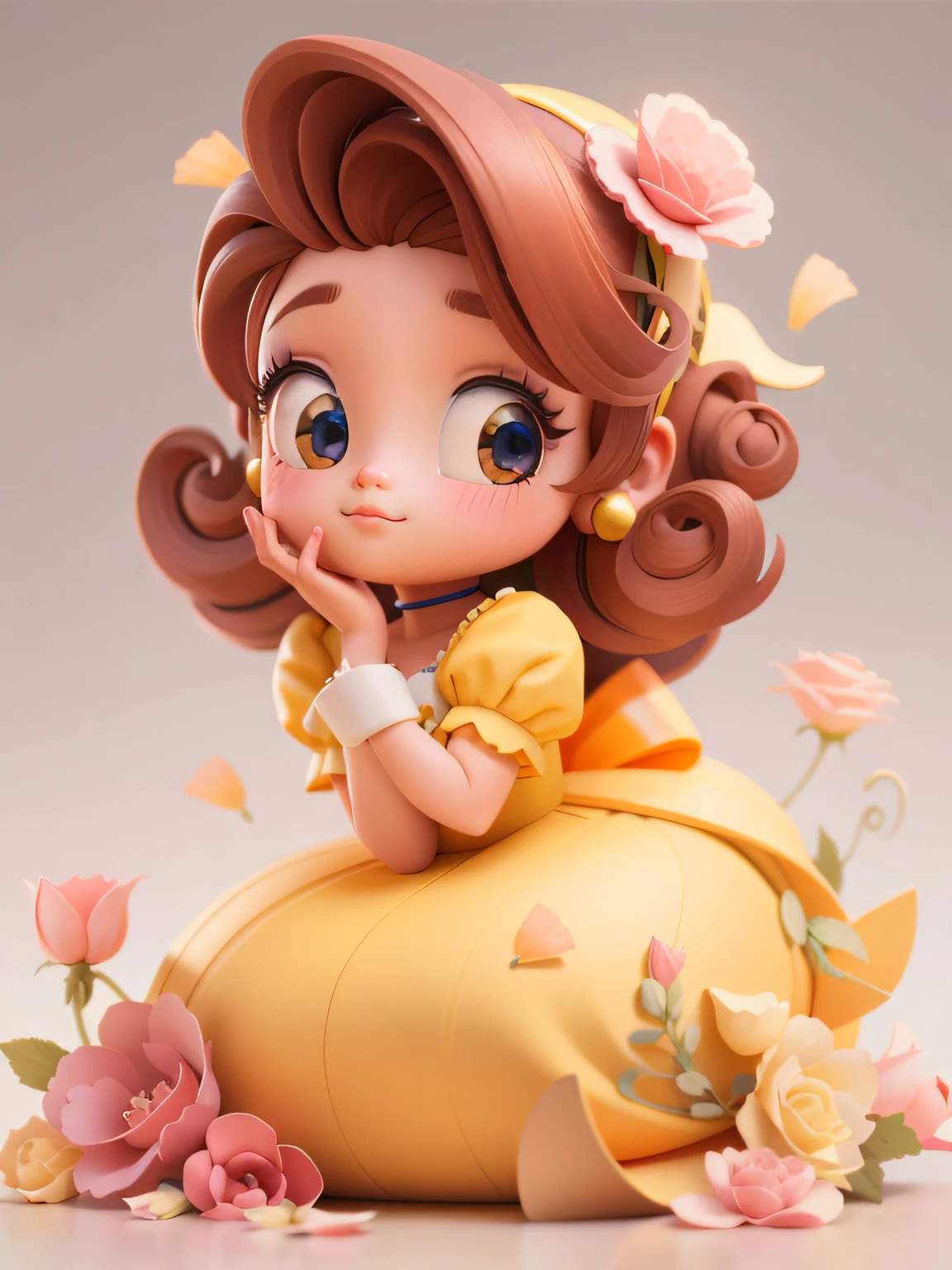 um close up de uma estatueta de uma menina em um vestido, painting digital adorable, arte digital detalhada bonito, bonito 3 d render, arte digital bonito, 8k arte detalhada de alta qualidade, design de personagem de alta qualidade, 3 d render stylized, 8k render", estilo de arte bonito, Arte no estilo da Disney, 3D estilizado, bela arte digital