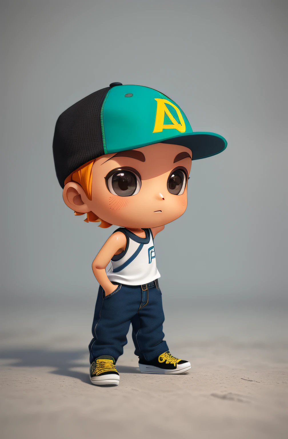 ****** do skate, fashion trend, olhar bonito, ((best quality), ((master part)), ( Detalhe extremo, Maior detalhe, Arte Oficial, Beauty and Aesthetics:1.2), profundidade de campo, compositing, corpo inteiro, (Chibi), fundo limpo, 3D Clay Rendering, Estilo Pixar.