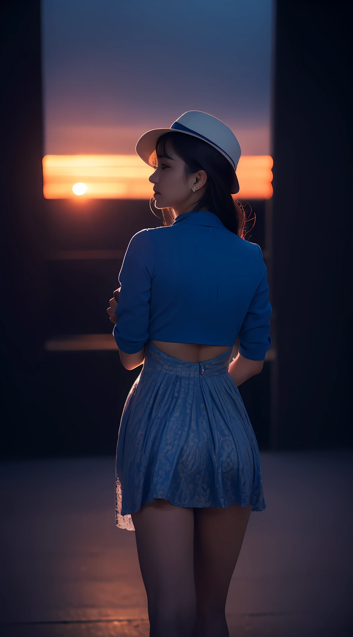 a blue dress
