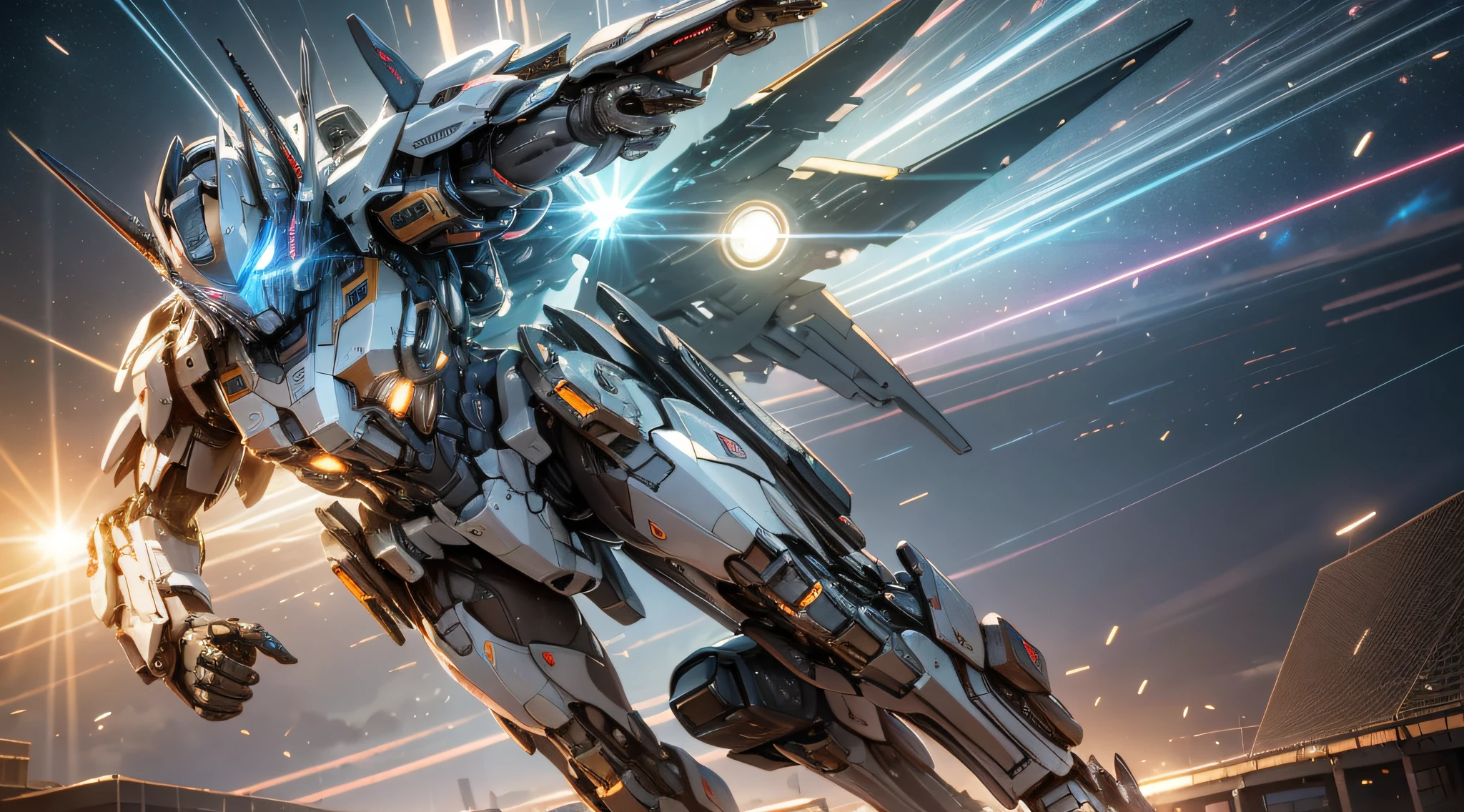 ((Best quality)), ((masterpiece)), (highly detailed:1.3), 3D, pretty, (cyberpunk:1.2), Optimus Prime, Transformers Optimus Prime, In Space, Nebula, holding_weapon, (1Female mecha:1.3), facing the audience, glowing eyes, full body, (flying, diving down, dynamic, Motion Blur: 1.4), (Giant Mech Wings: 1.6), Look Up, glowing_eyes, Mecha, Panorama, Earth, Nebula, Space, Particle, Reality, HDR (High Dynamic Range), Ray Tracing, NVIDIA RTX, Super Resolution, Unreal 5, Subsurface Scattering, PBR Textures, Post-Processing, Anisotropic Filtering, Depth of Field, Maximum Sharpness and Sharpness, Multi-layer Textures, Albedo and Specular Maps, Surface shading, Accurate simulation of light-material interactions, Perfect Proportions, Octane Render, Duotone lighting, Large aperture, Low ISO, White balance, Rule of Thirds, 8K RAW, High Performance Sub-Pixel, Subpixel Convolution