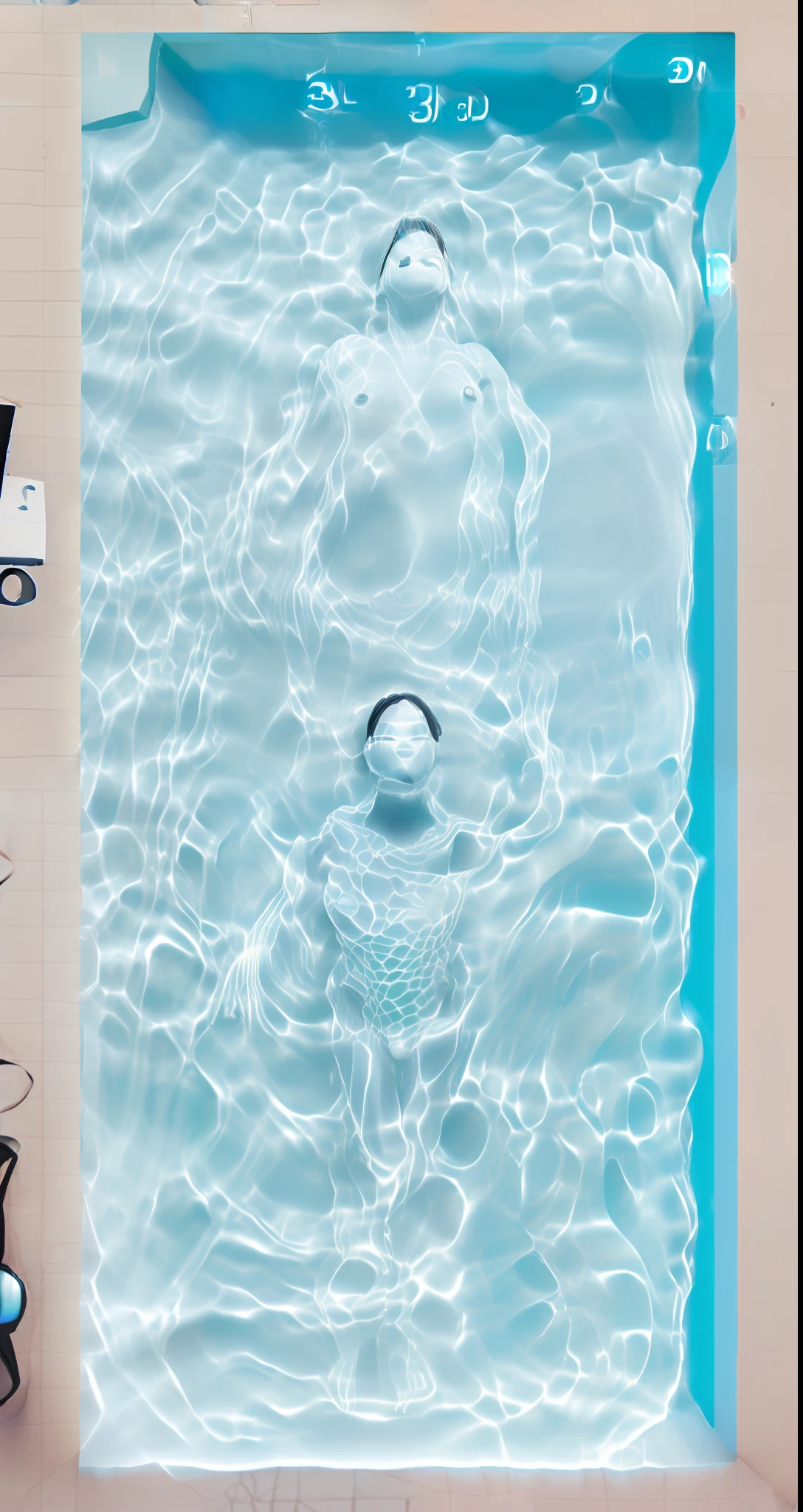 (((Photorealistic:1.5))), (((3DMM (3DMM) (3DMM (3DMM)):1.5))), (((unreal-engine:1.5))), Swimming naked, Floating on the water, shame, perfect body figure, shapely, Glossy, Submerged in water,s whole body,Detail,shame,