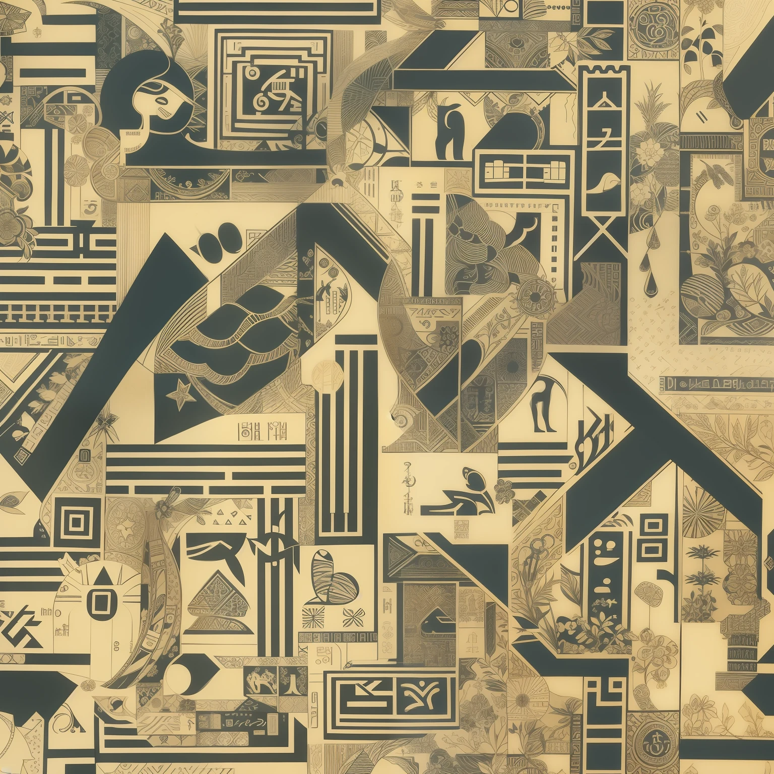 Geometric design、Greek letter、hieroglyph、arrange、Modern style、Up, down, left and right complete repeat