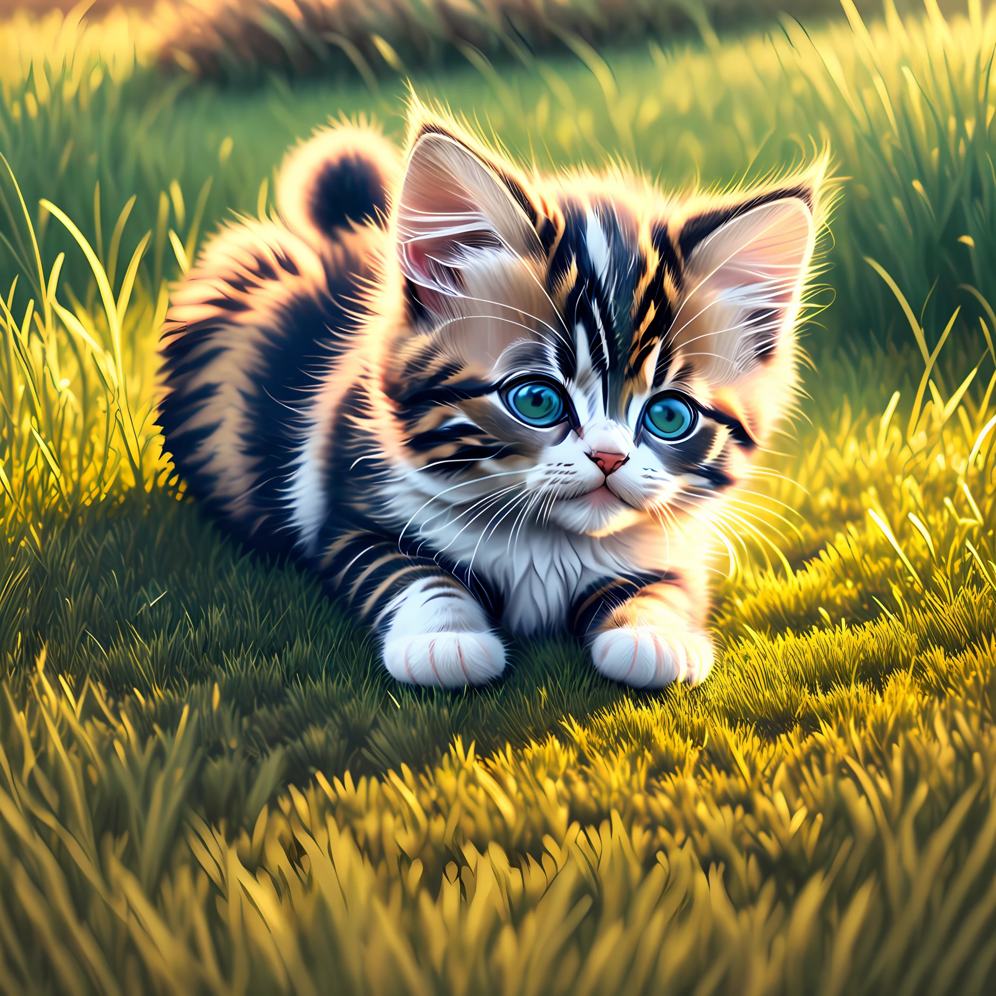 A cute kitten playing in the grass --auto