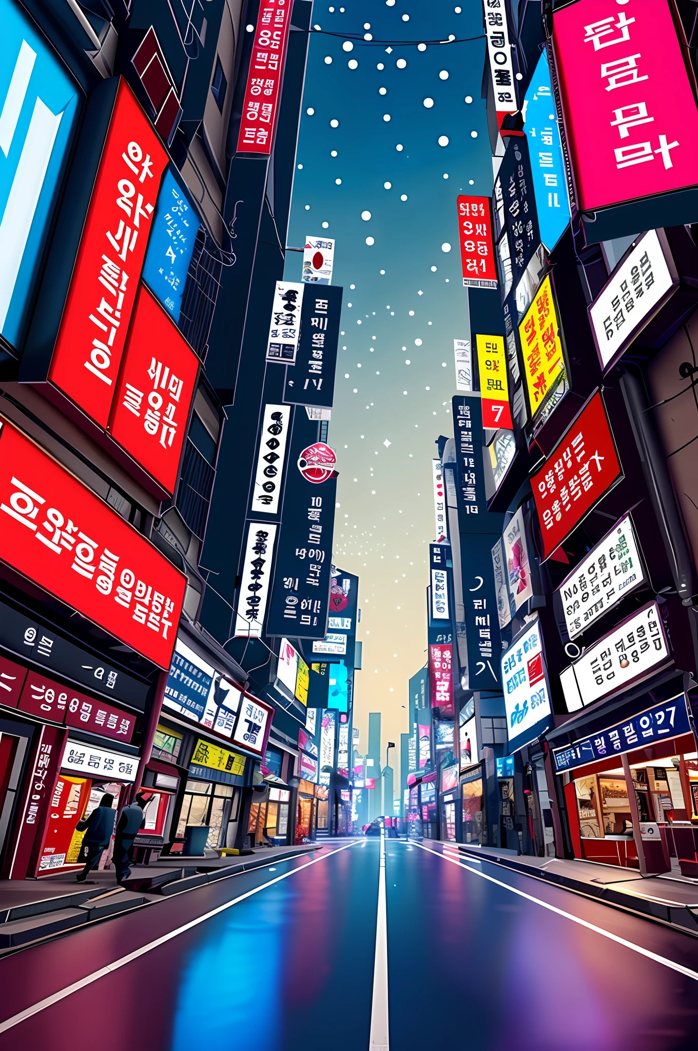 lonely ally in Seoul, cyberpunk city from sci-fi movie, ((close-up strett)), empty street, Korean, Korean signs, intricate, hyper-detailed, realistic, ultra-realistic, high quality, ultra detail, crazy detail, anime, 8k
