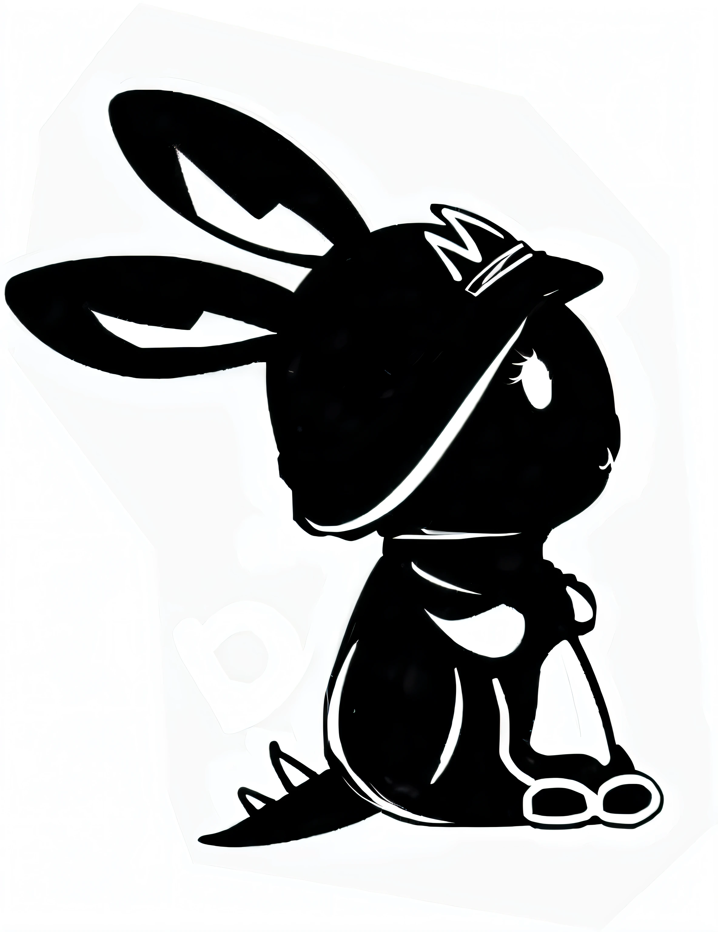 Casque spatial，The cute dragon rabbit with the hat looks like a Chinese 'demon'，Stick figure silhouette