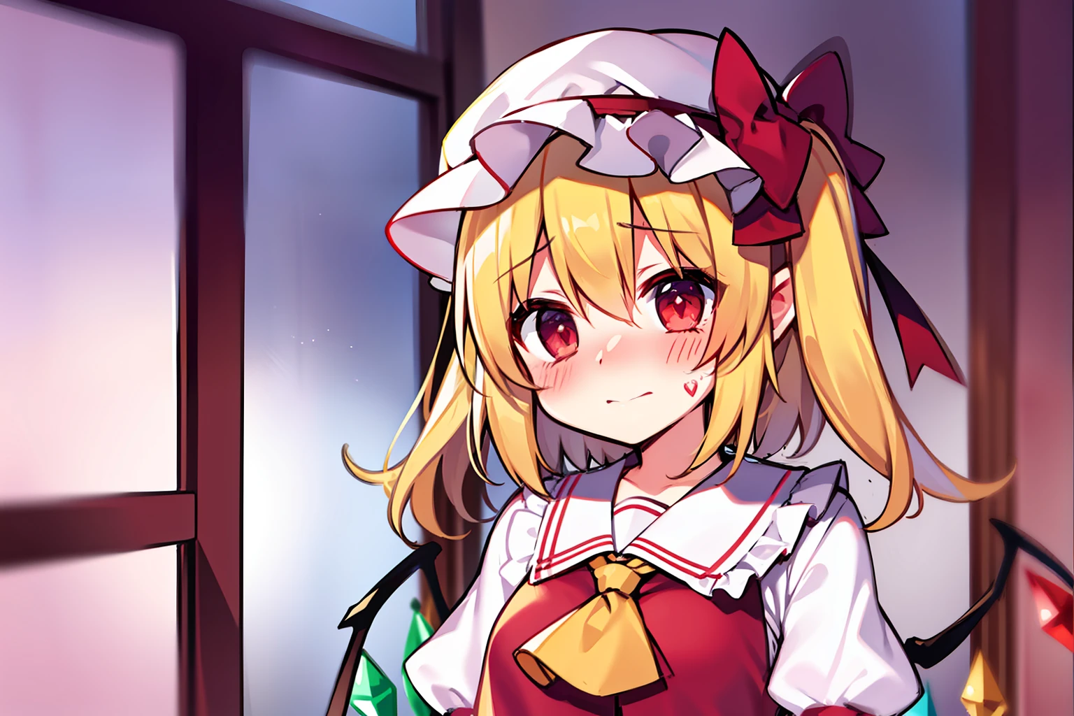 Flandre Scarlet、embarrassed from、blushed face、Awawa