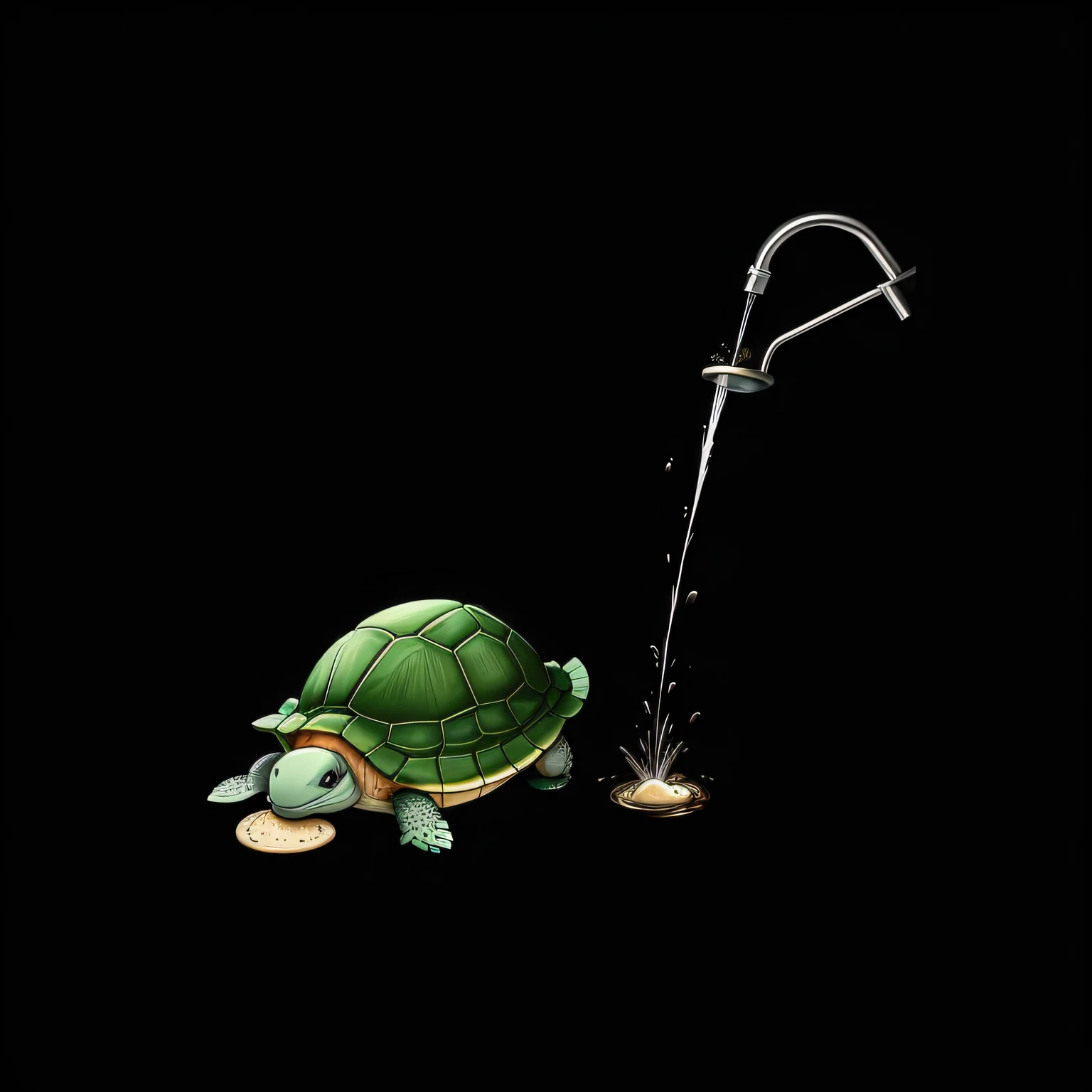 Draw a turtle thrown in the toilet，The picture is funny and funny --auto