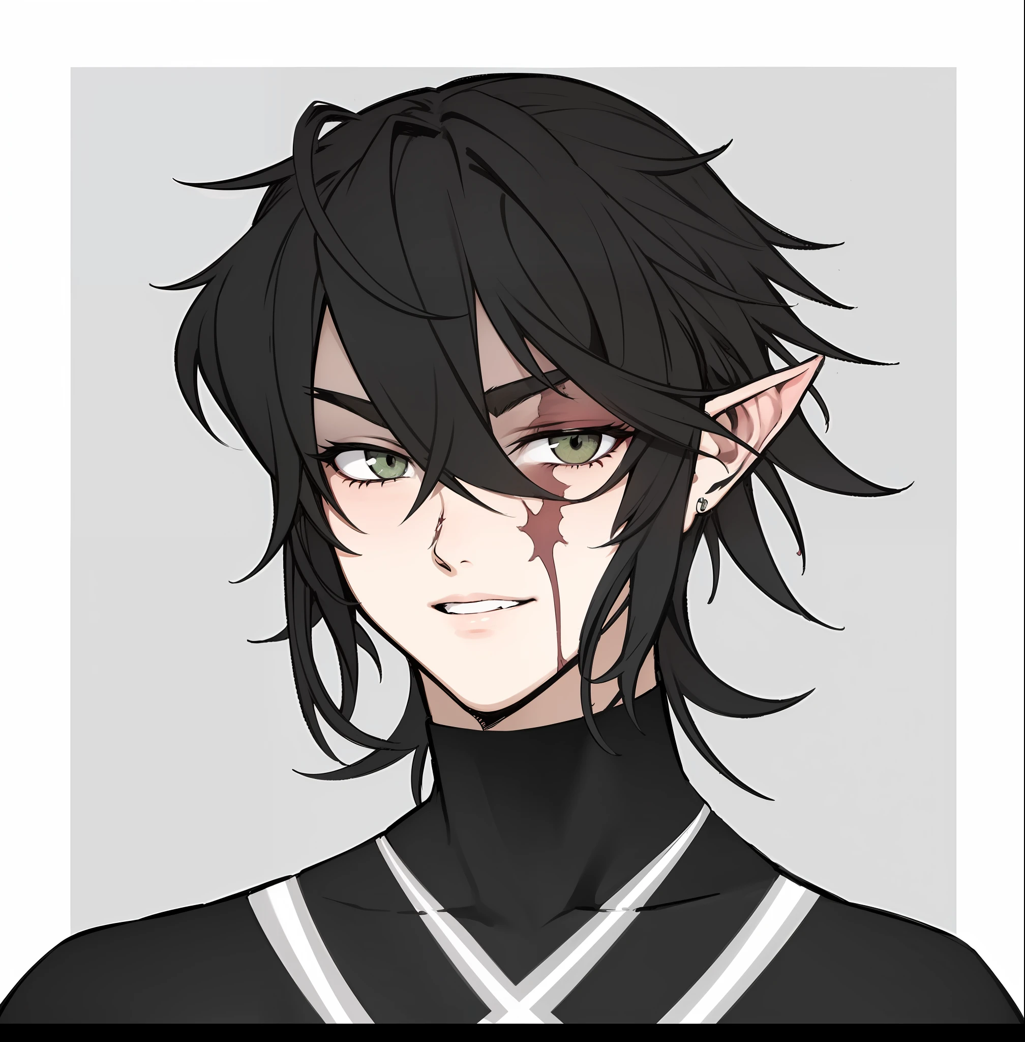 Kaisen style manga style jujutsu style,with several scars on the face