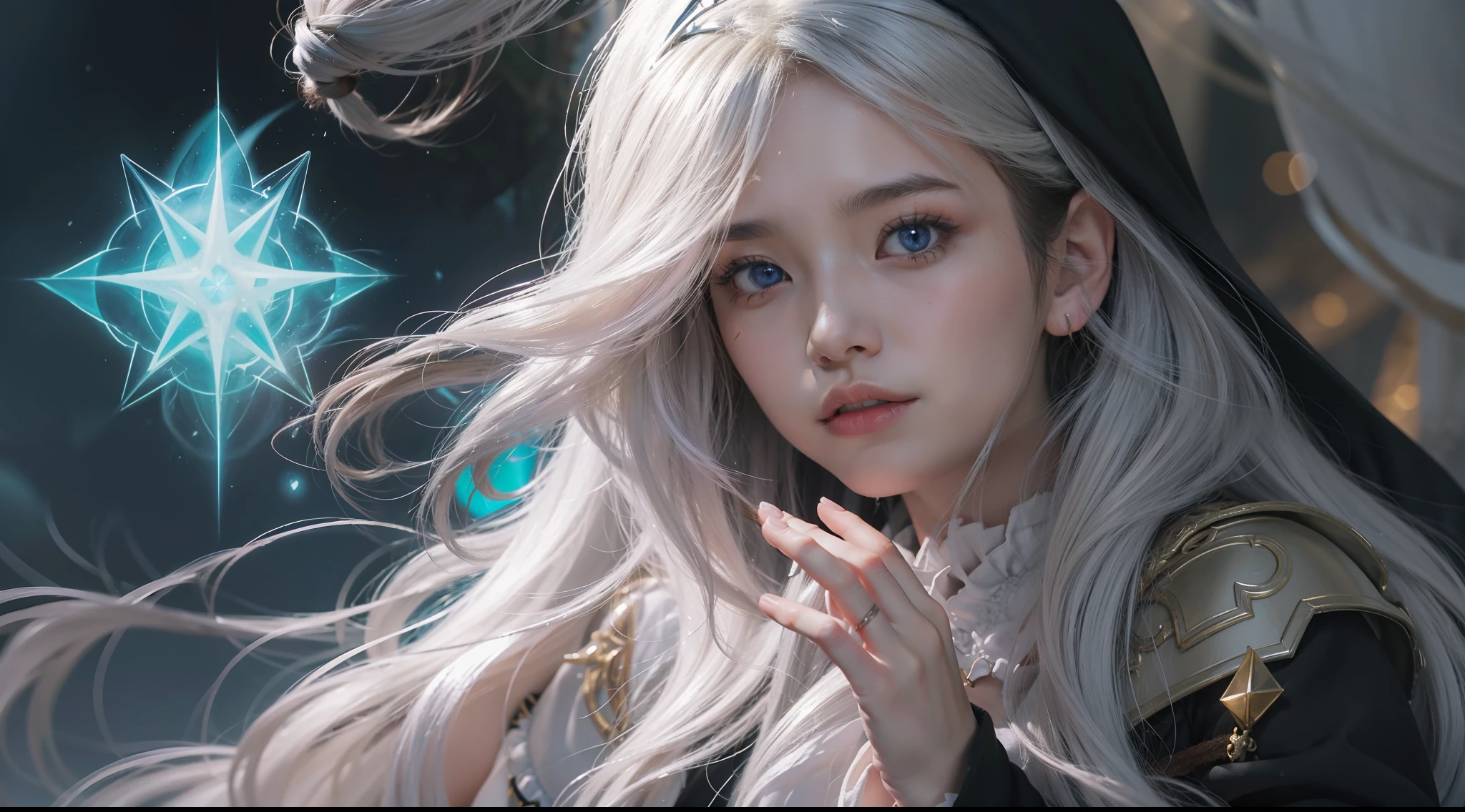 Crystal Castle Sealed in a Book of Magic,Blood,Night, Dark, (Fantasy),infinite,deep blue sky,The abyss of knowledge,Cowledge,((masutepiece)), (((Best Quality))),((Beautiful fine eyes)),(Eye lashes)、Beautiful girl riding a huge white bear with armor、(女の子1人)、Perfect human body structure、Black hair fluttering in the wind、The long-haired、abyss eyes、glowy skin、oils、small tits、Wizard robes、tattered cloth、Realistic coat、Teenchi、Super delicate CG Unity 32k wallpaper、masterpiece, ((ultra-detailliert)), ((illustratio)),colourfull,wall-paper,The energy,Unknown terror,Incomprehensible,Around the magic,Magical surroundings,magic wands,Boken,Flying pages,Know everything,Predict the future、Get to know the past、Infinite wisdom、blue flames、Warlock、magic circles、Pentagram、Spells、mantra、Singing magic