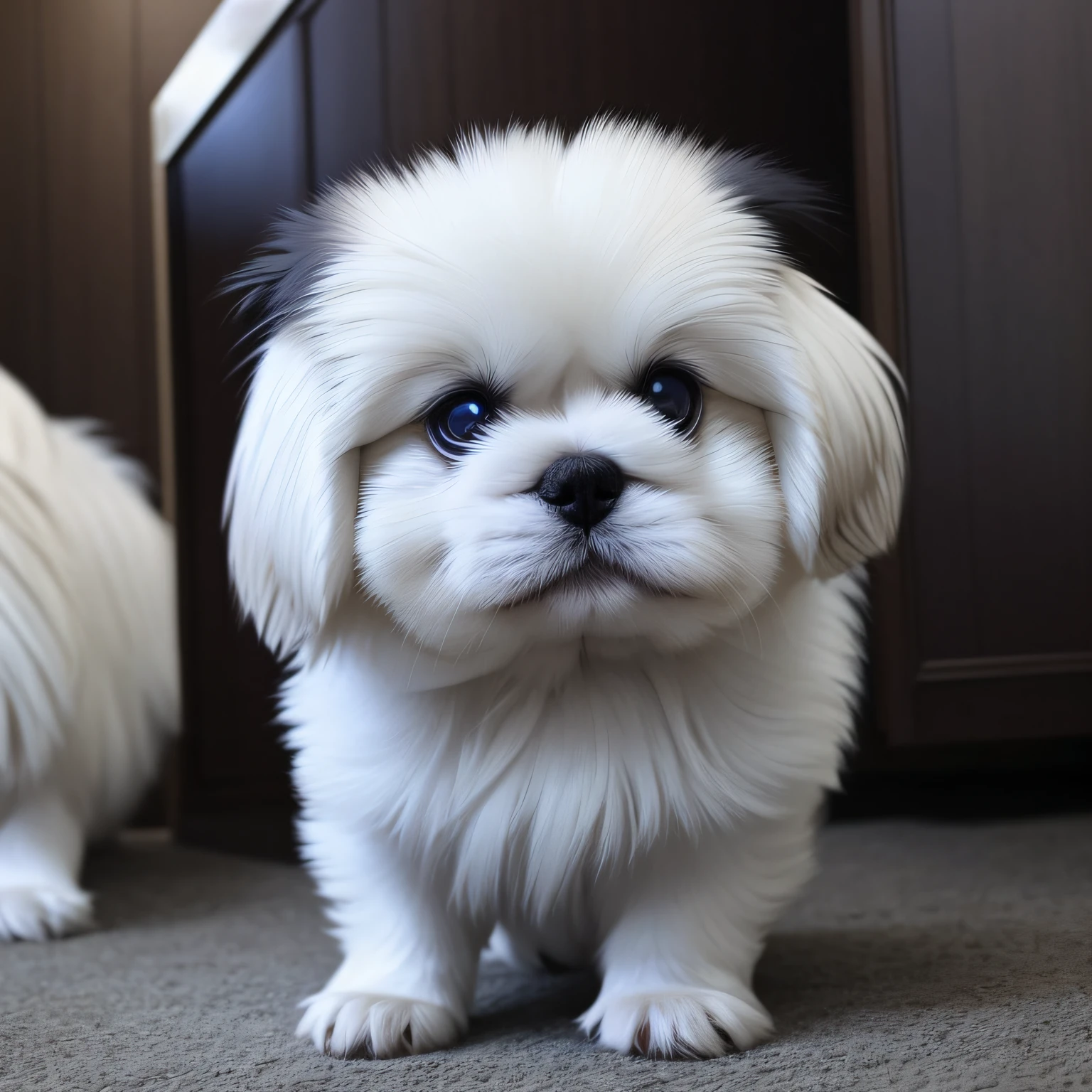 The droopy-eyed white Pekingese loved by everyone --auto