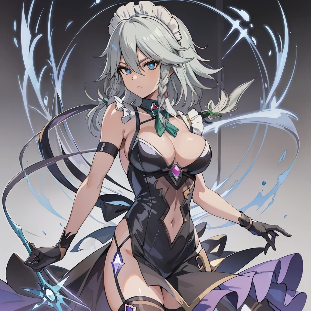 (Animated). Female (((Sakuya Izayoi))) time master, short spiky silver hair, blue eyes . (Masterpiece: 1.8), 64k quality, final fantasy artwork concept, detailed manga eyes, detailed hair, detailed clothes, detailed body, sharper drawings, pronounced detailed face, shiny objects like jewelry, see the creases on the clothes, more consistent clothes, more rounded eyes, globular transparent liquid eyes, more colors, more consistent clothes , correct clothing features, better eye line, better shoulders, really colorful, coarser line, black line, finishing. (coarser stroke: 1.8) (black stroke: 1.8) (color: 1.8) (clean: 1.8) (color contrast: 1.8) (black outline: 1.8) (adjusted color contrast: 1.8) (shadow play: 1.8) (manga eyes: 1.8) (medium breasts small) (beautiful body) (muscle: 1.5 ) (rendering homogeneous: 1. 3)